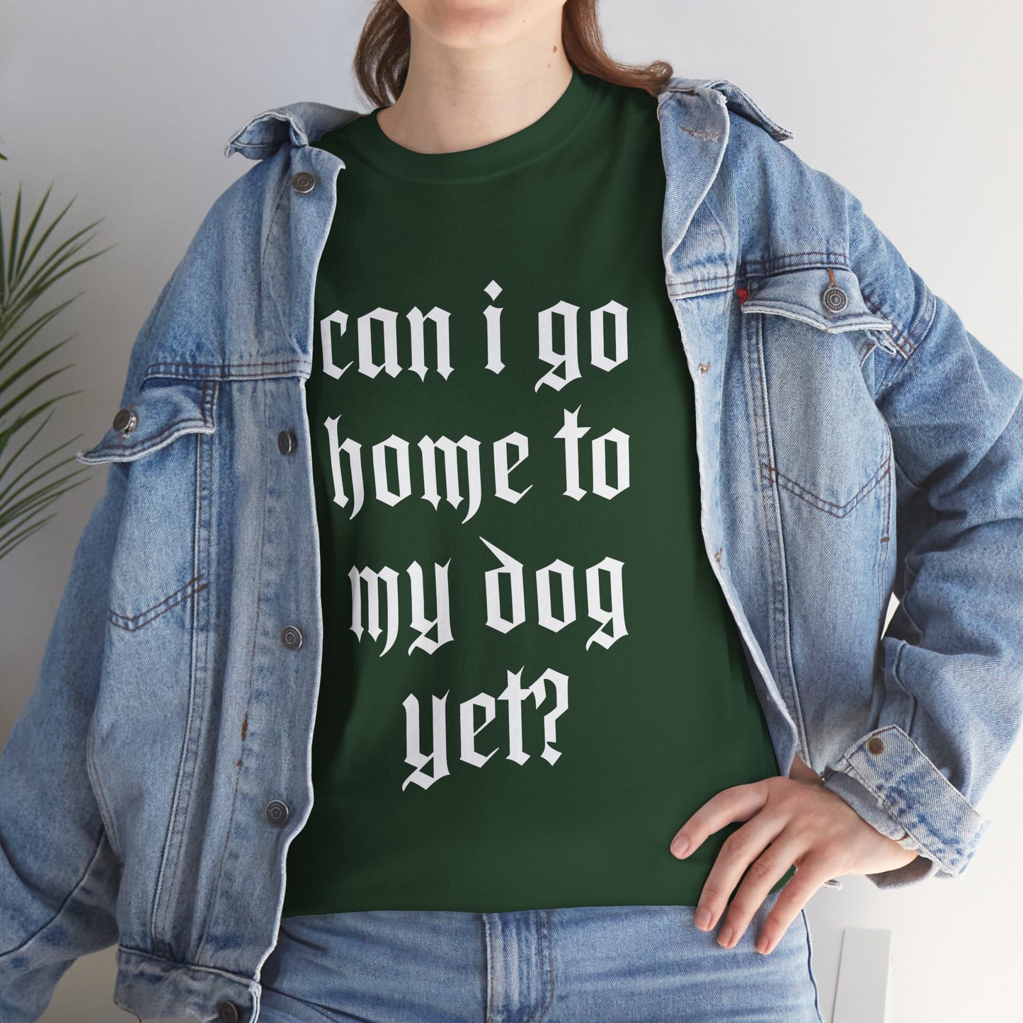 Can I Go Home To My Dog Yet - Graphic Cotton T-Shirt, Pet Owner Gift, Home Comfort Wear, Animal Lover Apparel, Gift for Dog Lovers