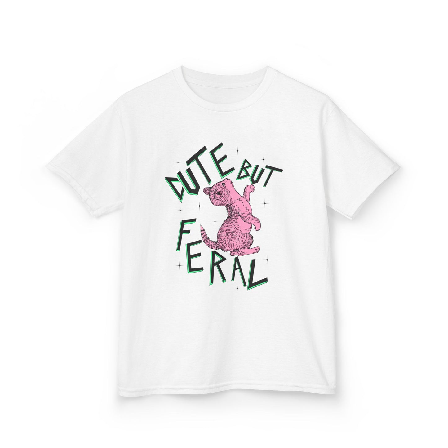 Cute But Feral Kids Tee, Playful Kids T-Shirt, Fun Youth Shirt, Unique Gift for Kids, Comfortable Everyday Wear