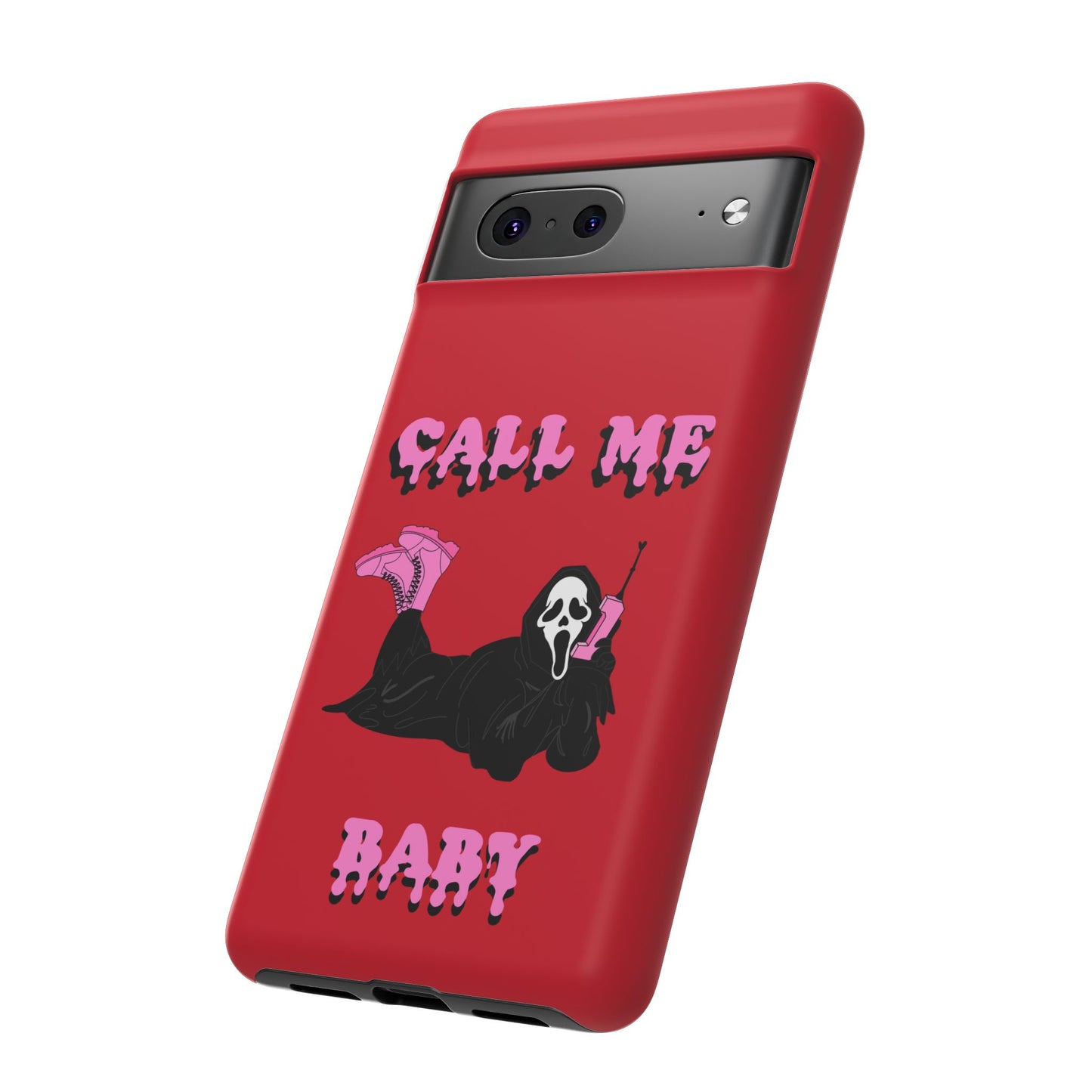 Red Horror Phone Case, Spooky Phone Cover, Call Me Baby Design, Halloween Accessories, Unique Gift for Horror Fans