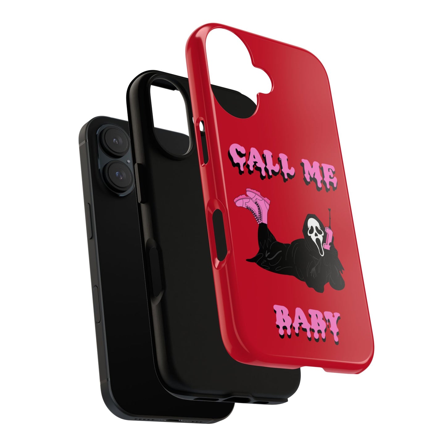 Red Horror Phone Case, Spooky Phone Cover, Call Me Baby Design, Halloween Accessories, Unique Gift for Horror Fans