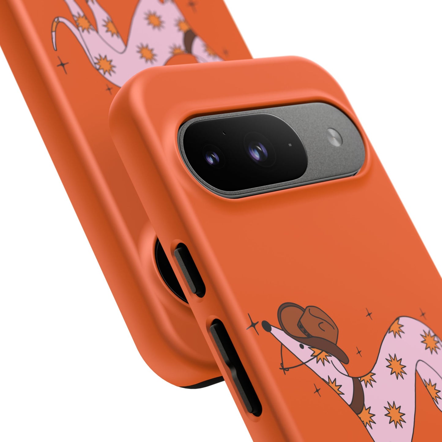 Rodeo Whippet Phone Case, Tough Cases for Pet Lovers, Cowgirl Accessories, Orange Dog Design, Cute Gift Idea