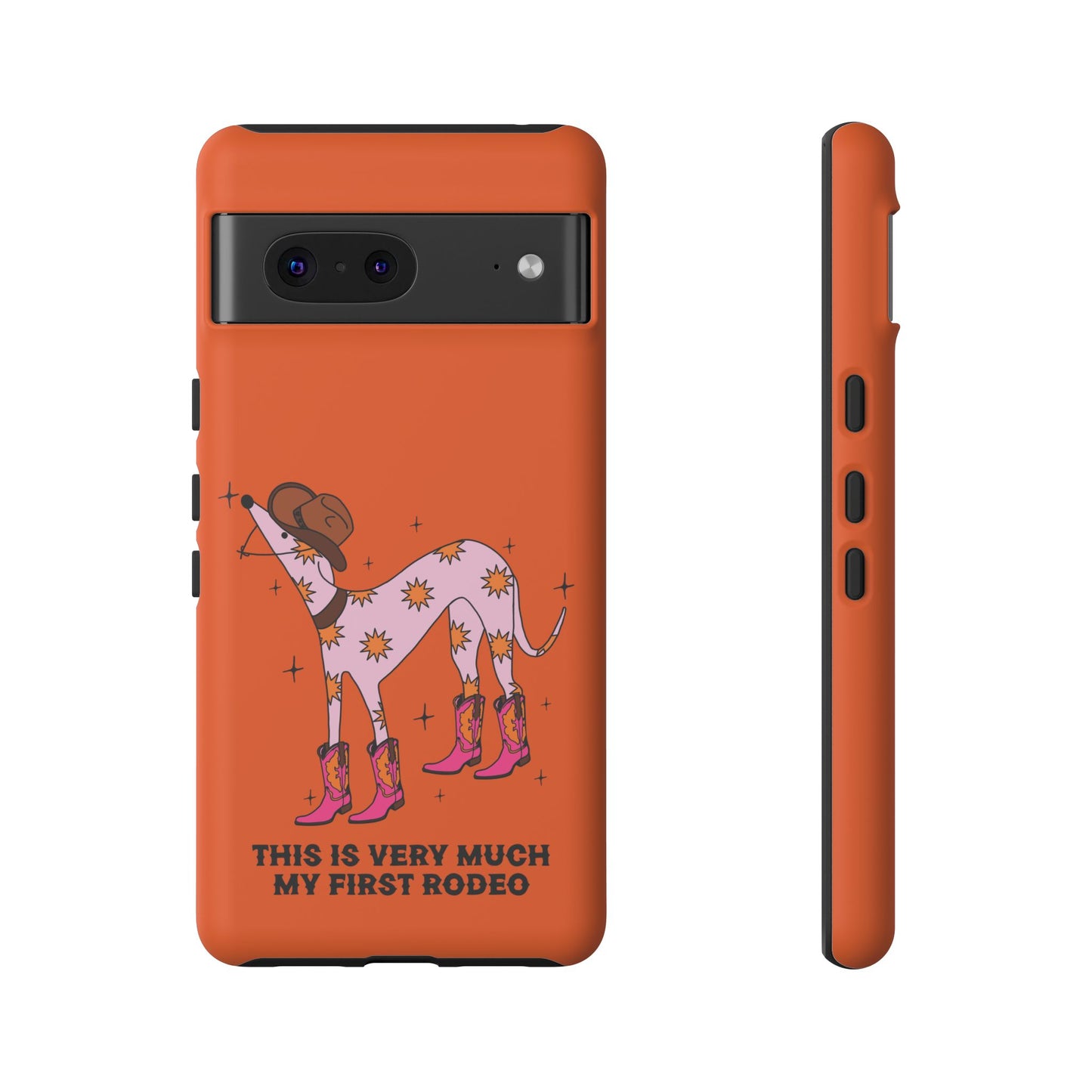 Rodeo Whippet Phone Case, Tough Cases for Pet Lovers, Cowgirl Accessories, Orange Dog Design, Cute Gift Idea