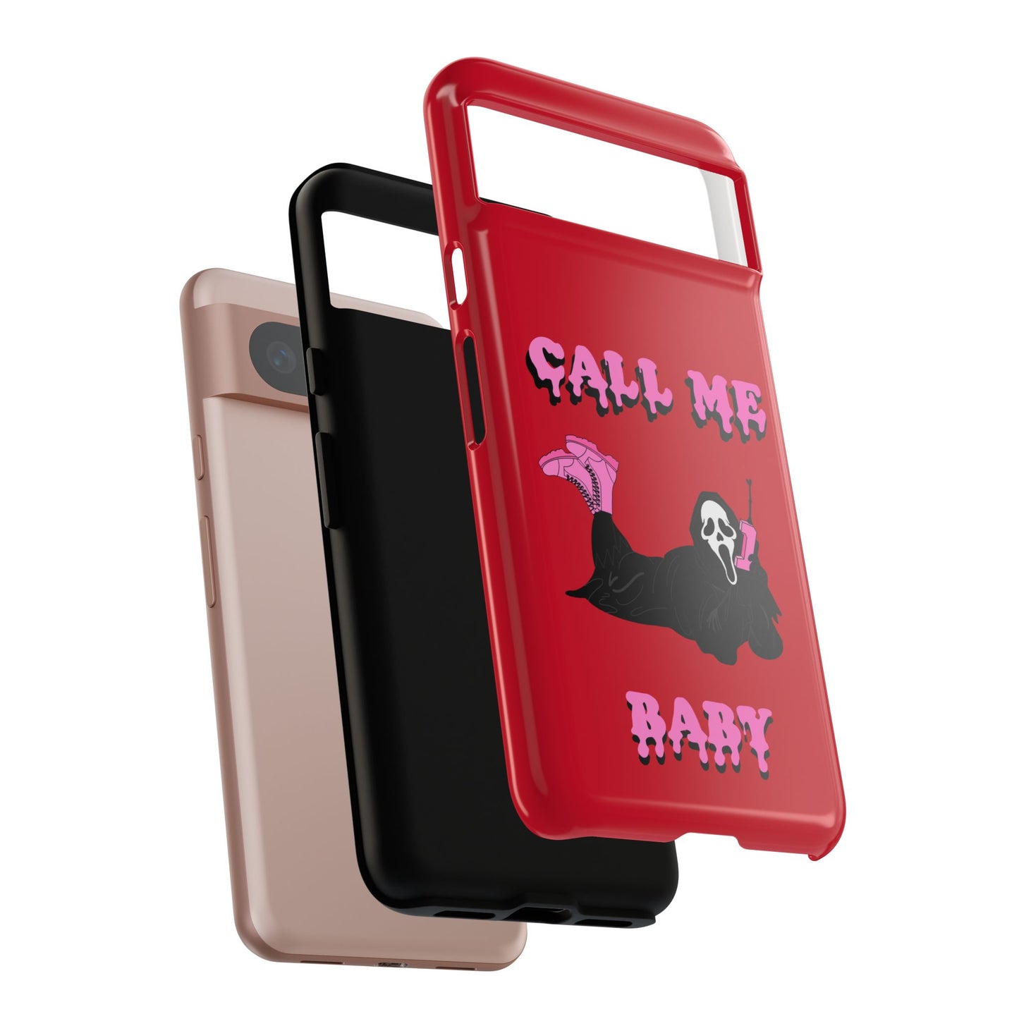 Red Horror Phone Case, Spooky Phone Cover, Call Me Baby Design, Halloween Accessories, Unique Gift for Horror Fans