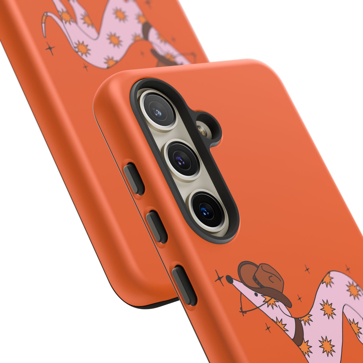Rodeo Whippet Phone Case, Tough Cases for Pet Lovers, Cowgirl Accessories, Orange Dog Design, Cute Gift Idea