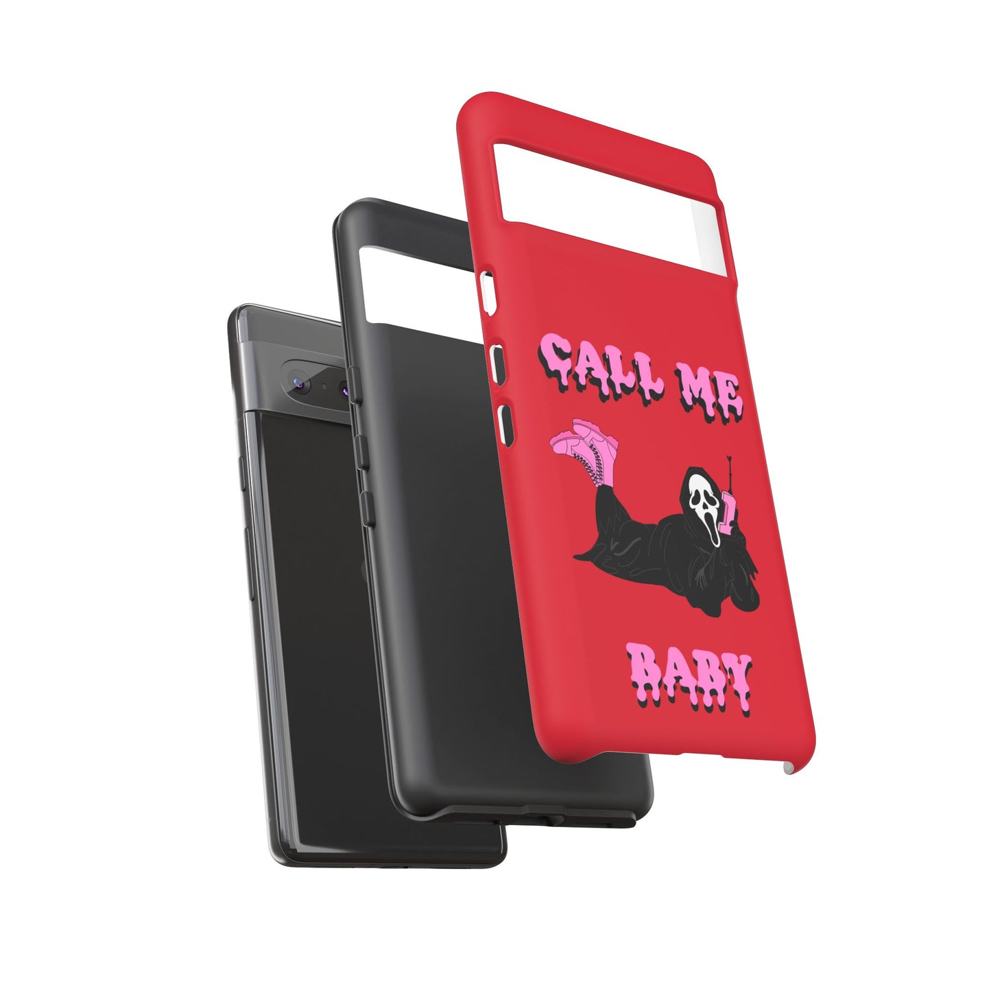 Red Horror Phone Case, Spooky Phone Cover, Call Me Baby Design, Halloween Accessories, Unique Gift for Horror Fans