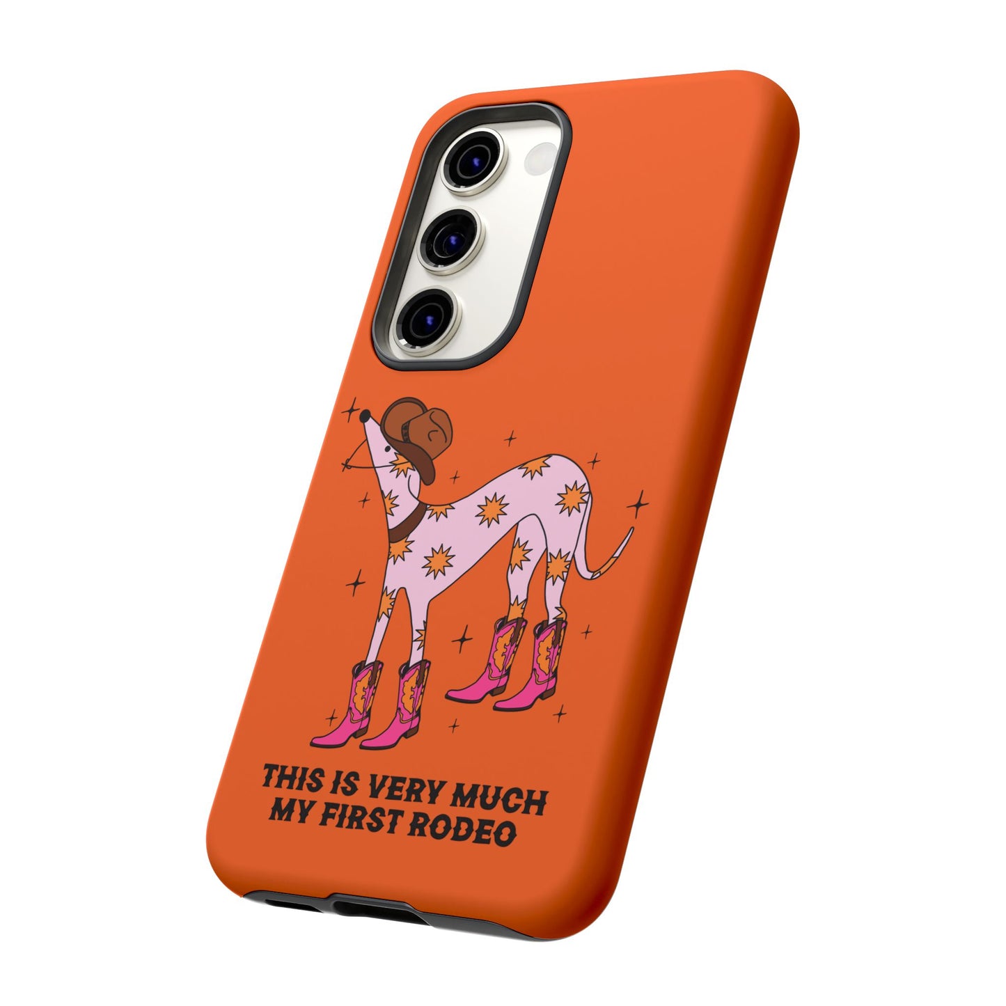 Rodeo Whippet Phone Case, Tough Cases for Pet Lovers, Cowgirl Accessories, Orange Dog Design, Cute Gift Idea