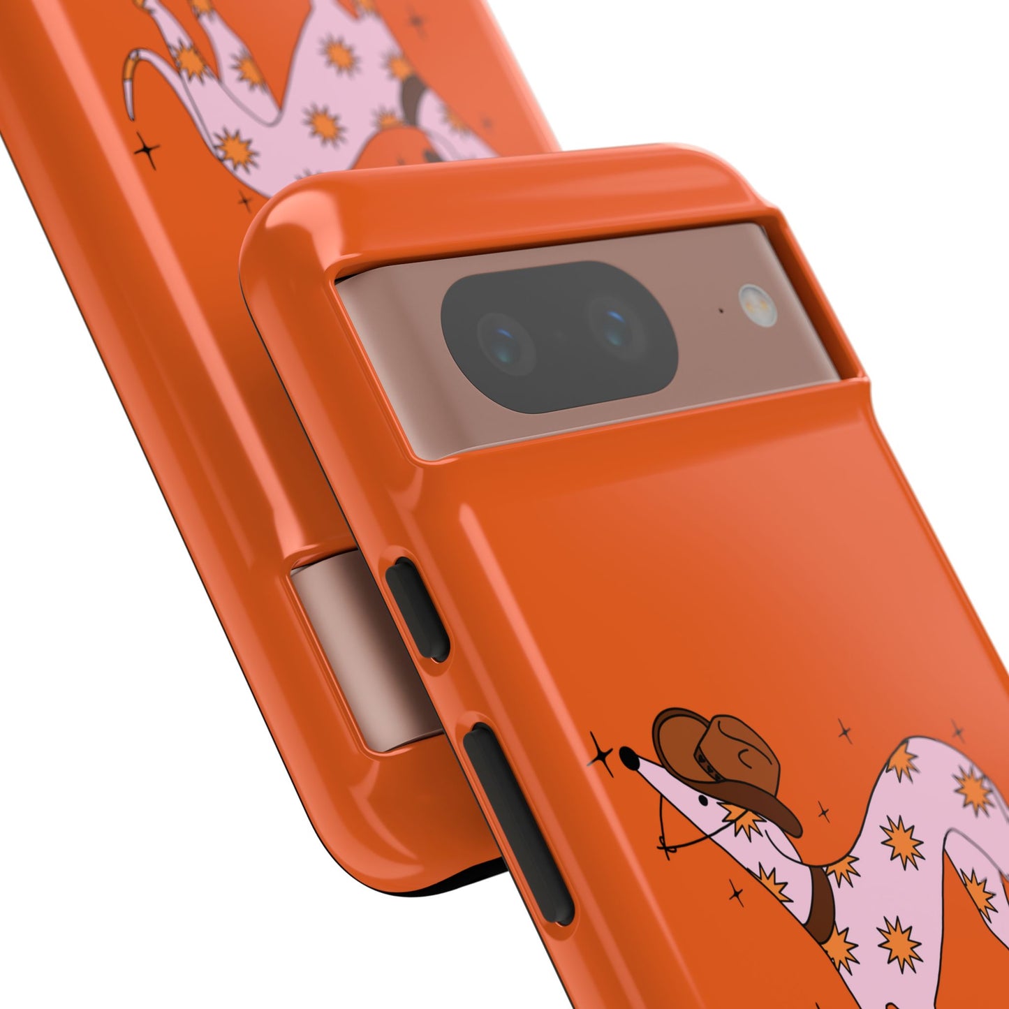 Rodeo Whippet Phone Case, Tough Cases for Pet Lovers, Cowgirl Accessories, Orange Dog Design, Cute Gift Idea