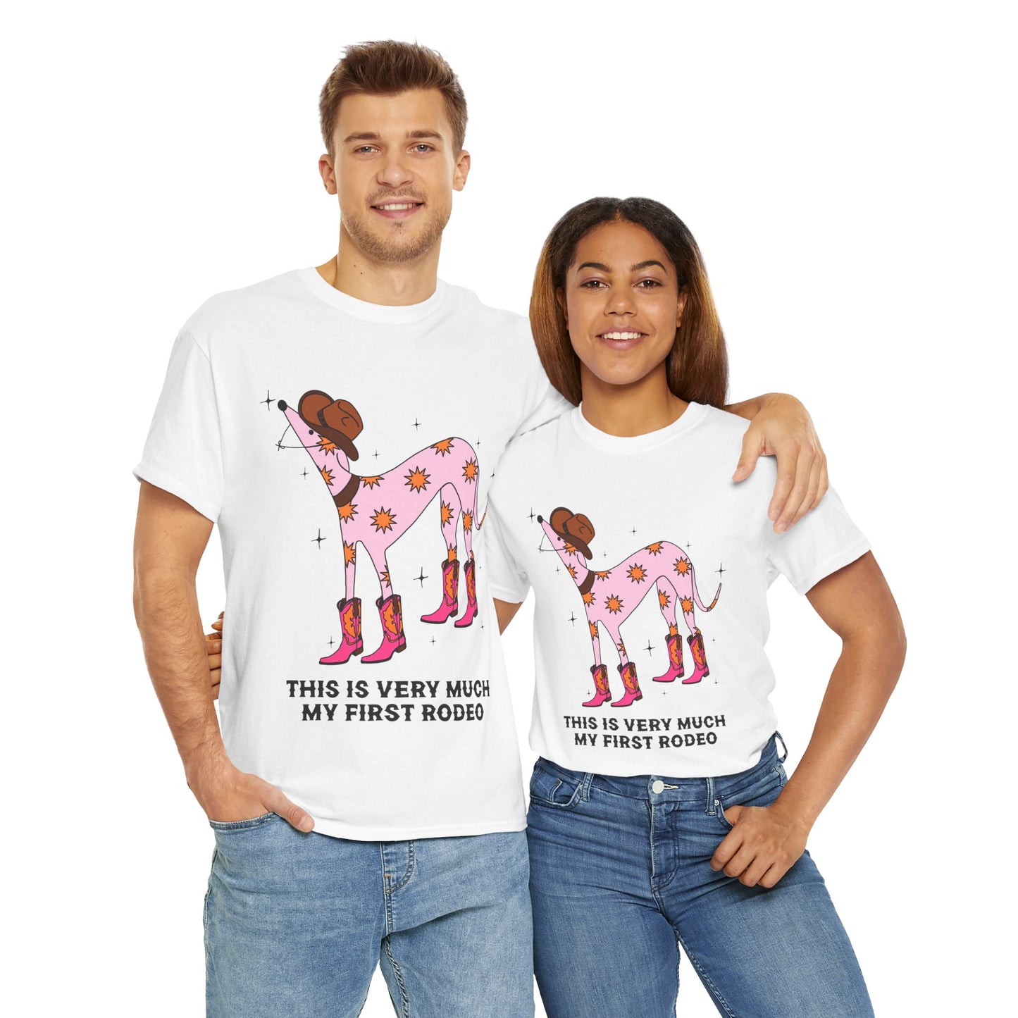 Cowgirl Rodeo Dog Tee, Fun Graphic Tee, Unisex Cotton Shirt, Gift for Dog Lovers, Country Style Apparel, Rodeo Theme Shirt