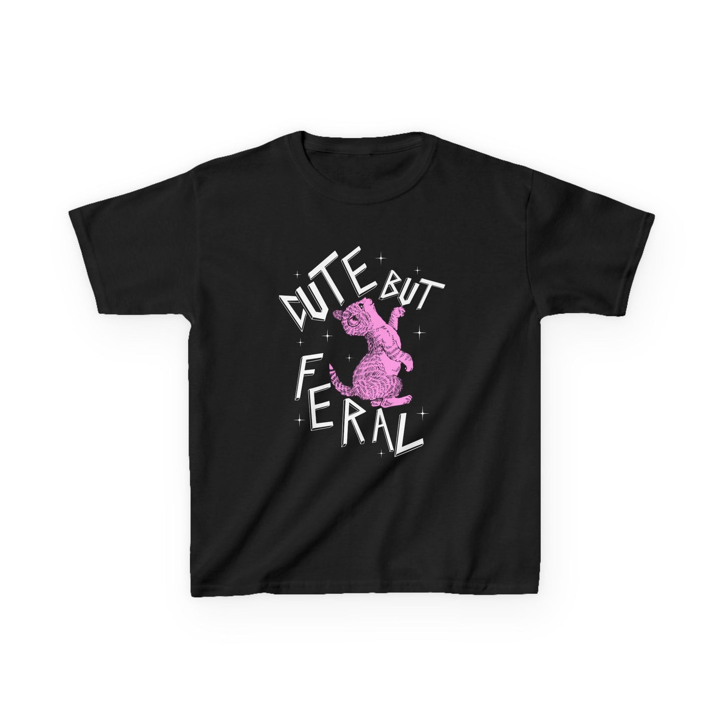 Cute But Feral Kids Tee, Playful Kids T-Shirt, Fun Youth Shirt, Unique Gift for Kids, Comfortable Everyday Wear