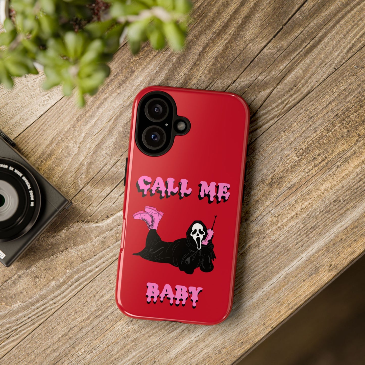 Red Horror Phone Case, Spooky Phone Cover, Call Me Baby Design, Halloween Accessories, Unique Gift for Horror Fans