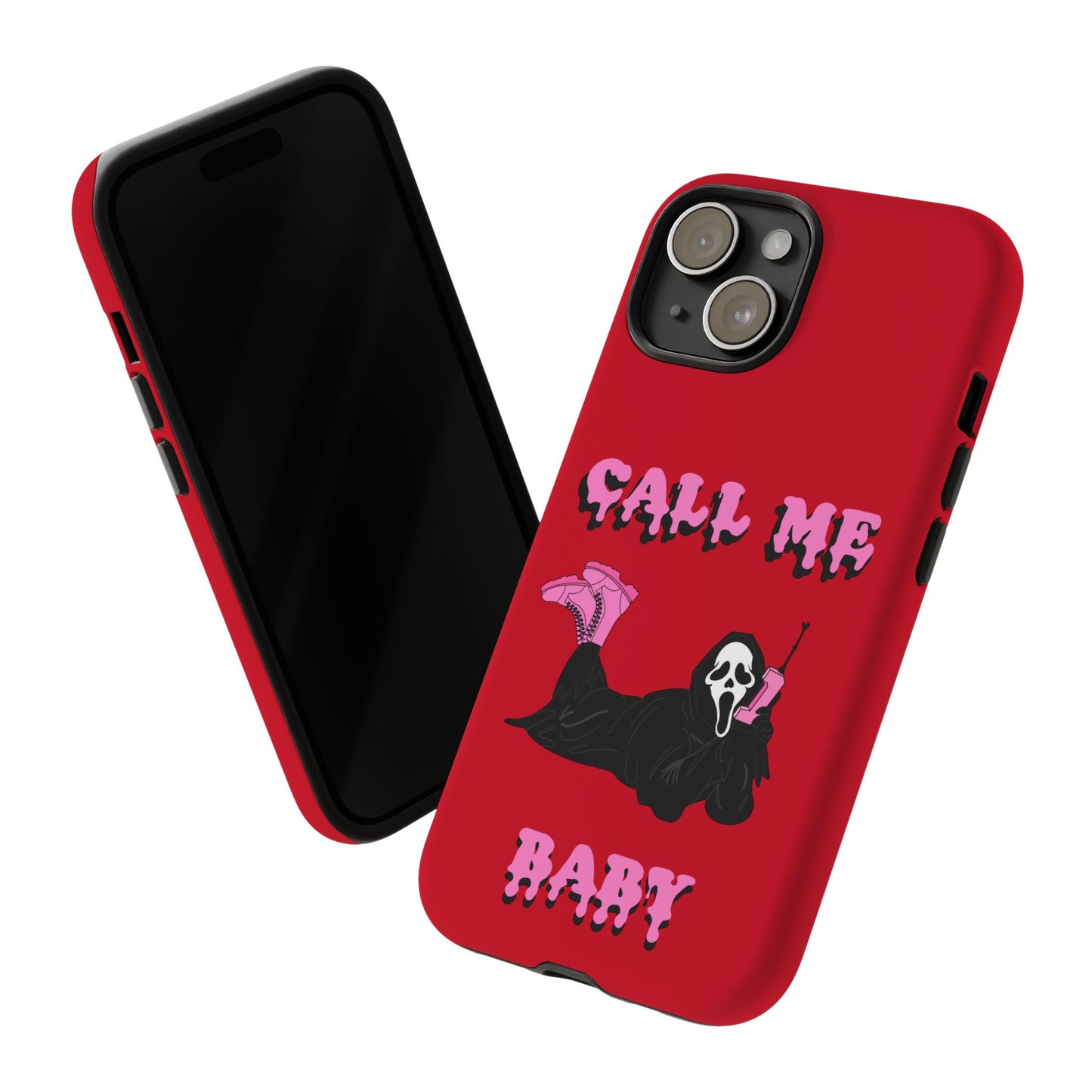 Red Horror Phone Case, Spooky Phone Cover, Call Me Baby Design, Halloween Accessories, Unique Gift for Horror Fans