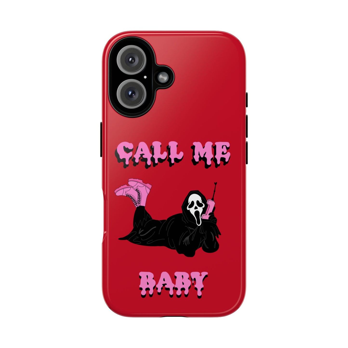 Red Horror Phone Case, Spooky Phone Cover, Call Me Baby Design, Halloween Accessories, Unique Gift for Horror Fans