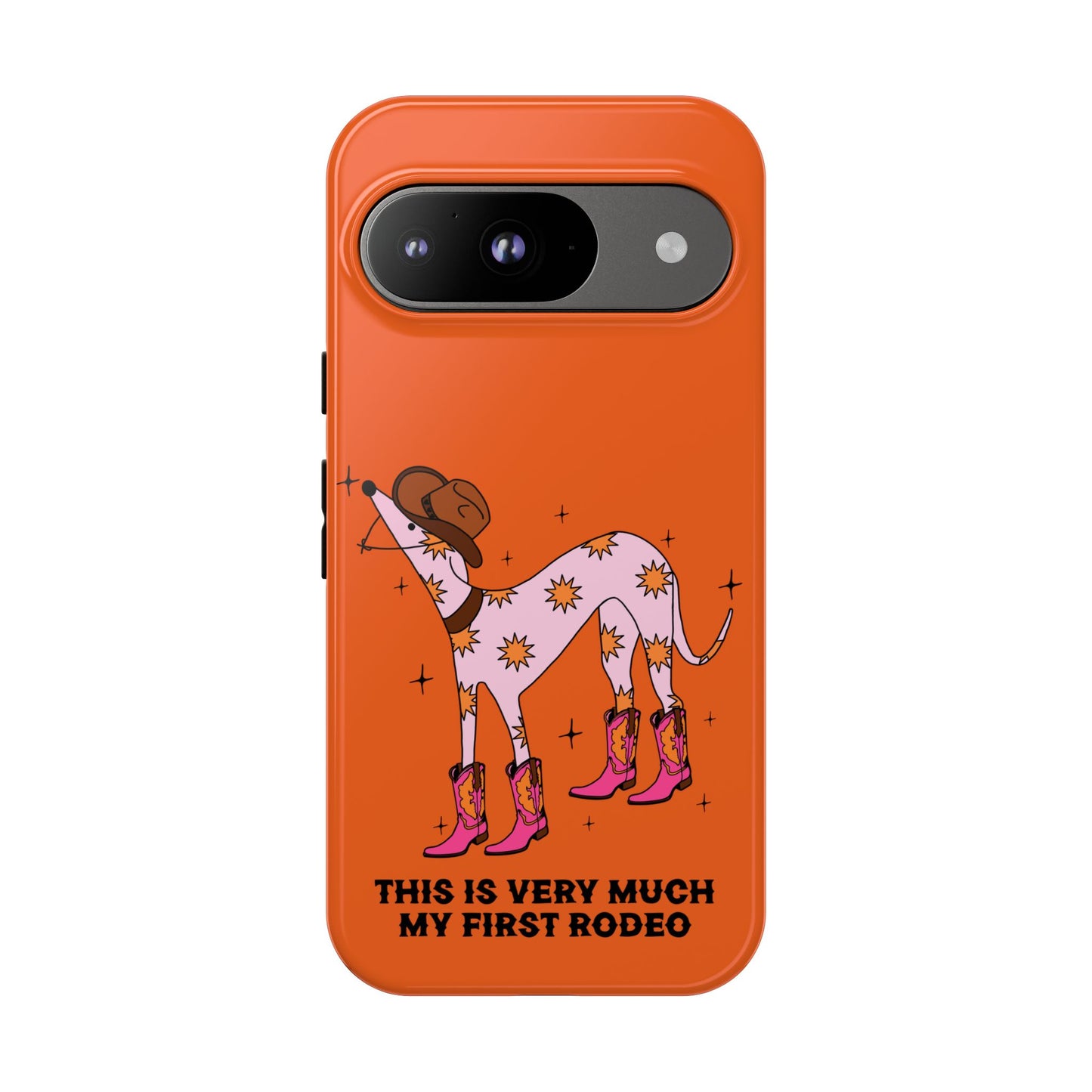 Rodeo Whippet Phone Case, Tough Cases for Pet Lovers, Cowgirl Accessories, Orange Dog Design, Cute Gift Idea