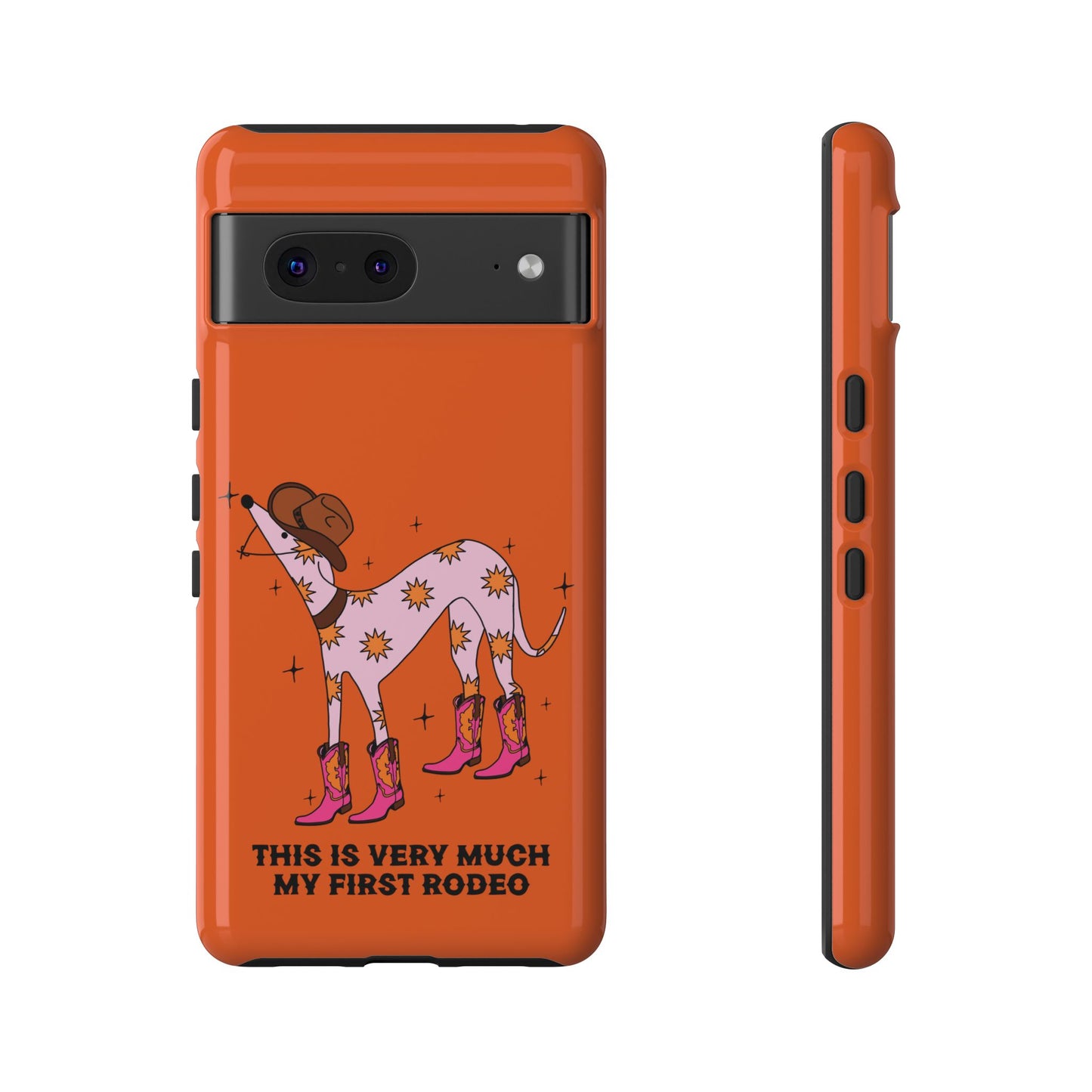 Rodeo Whippet Phone Case, Tough Cases for Pet Lovers, Cowgirl Accessories, Orange Dog Design, Cute Gift Idea