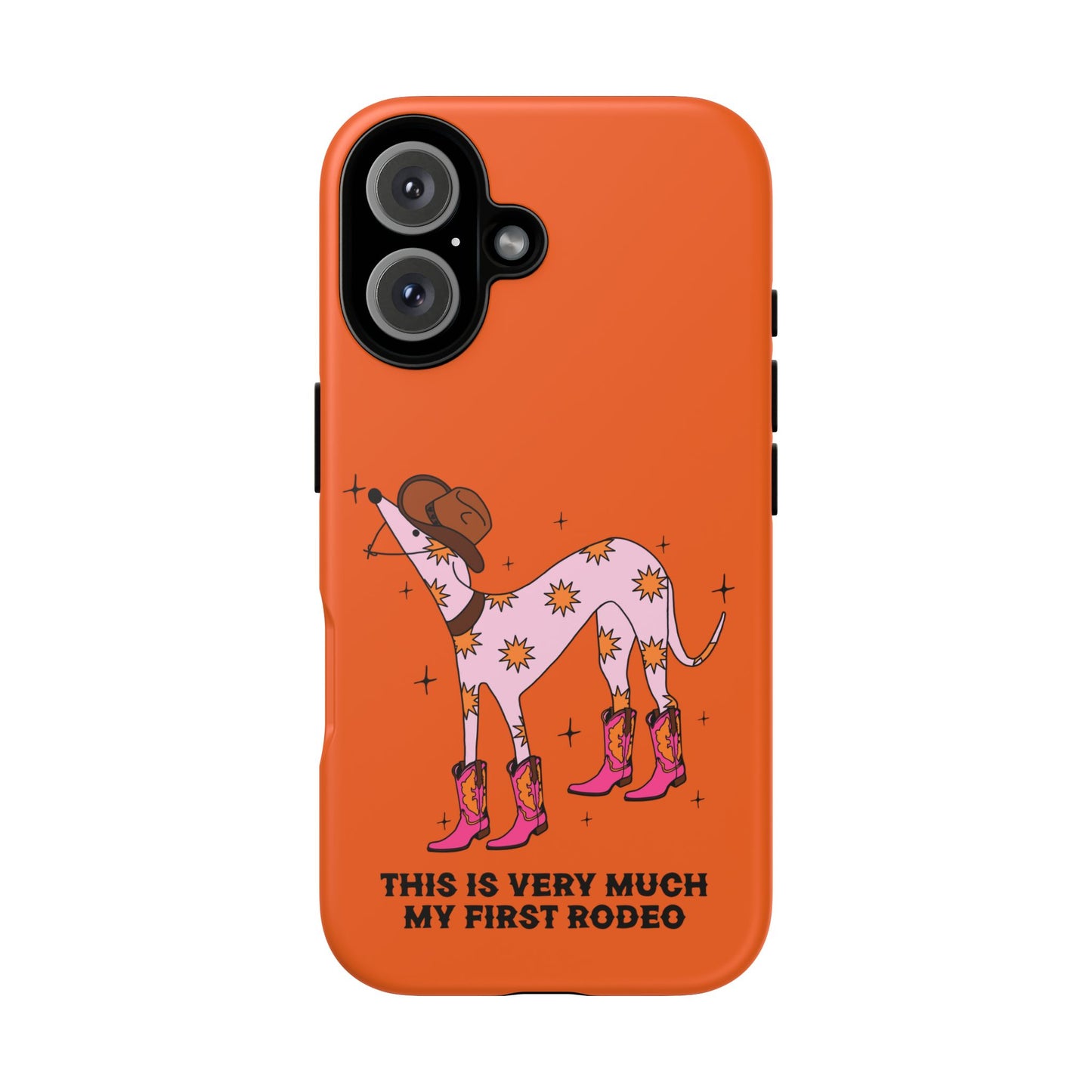 Rodeo Whippet Phone Case, Tough Cases for Pet Lovers, Cowgirl Accessories, Orange Dog Design, Cute Gift Idea