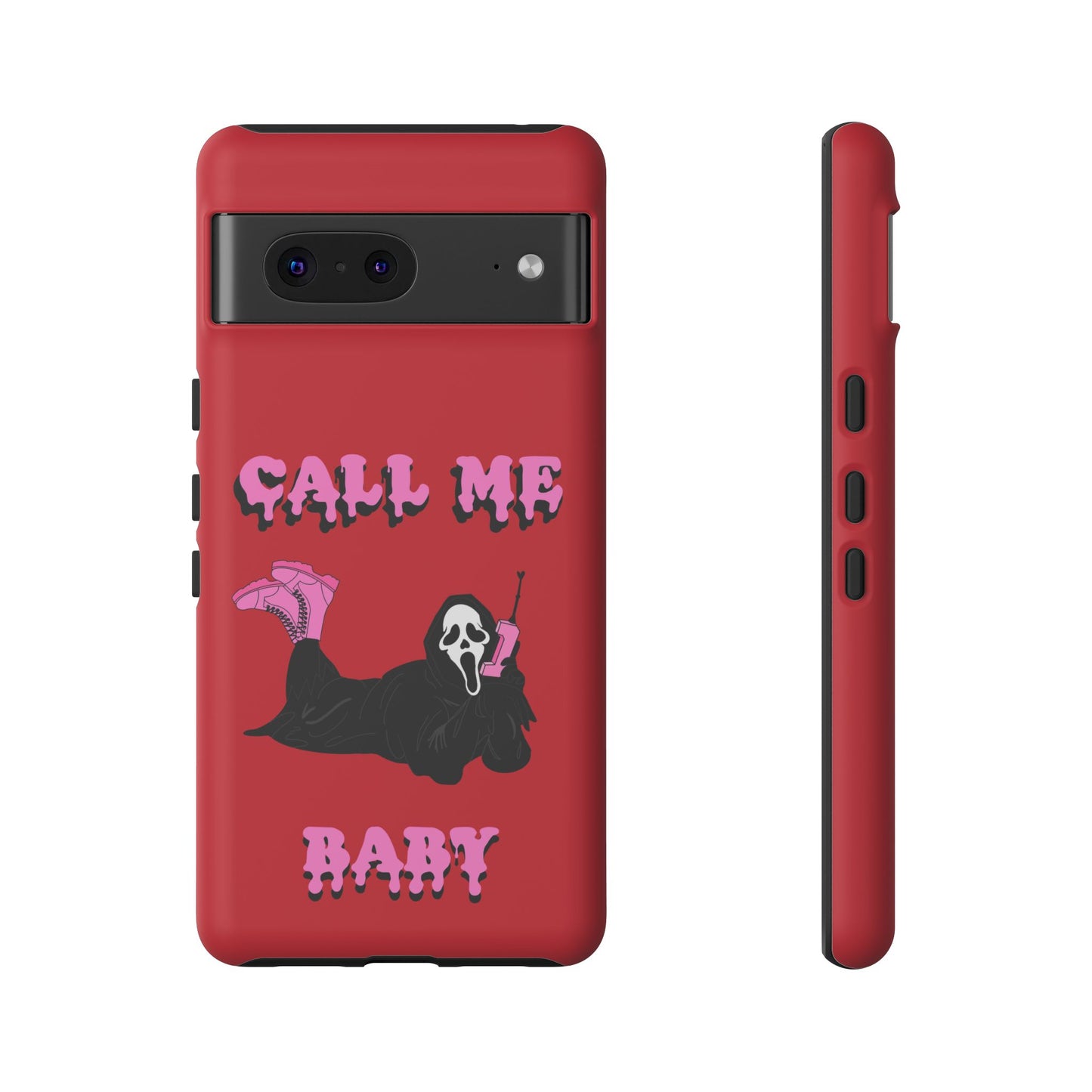 Red Horror Phone Case, Spooky Phone Cover, Call Me Baby Design, Halloween Accessories, Unique Gift for Horror Fans