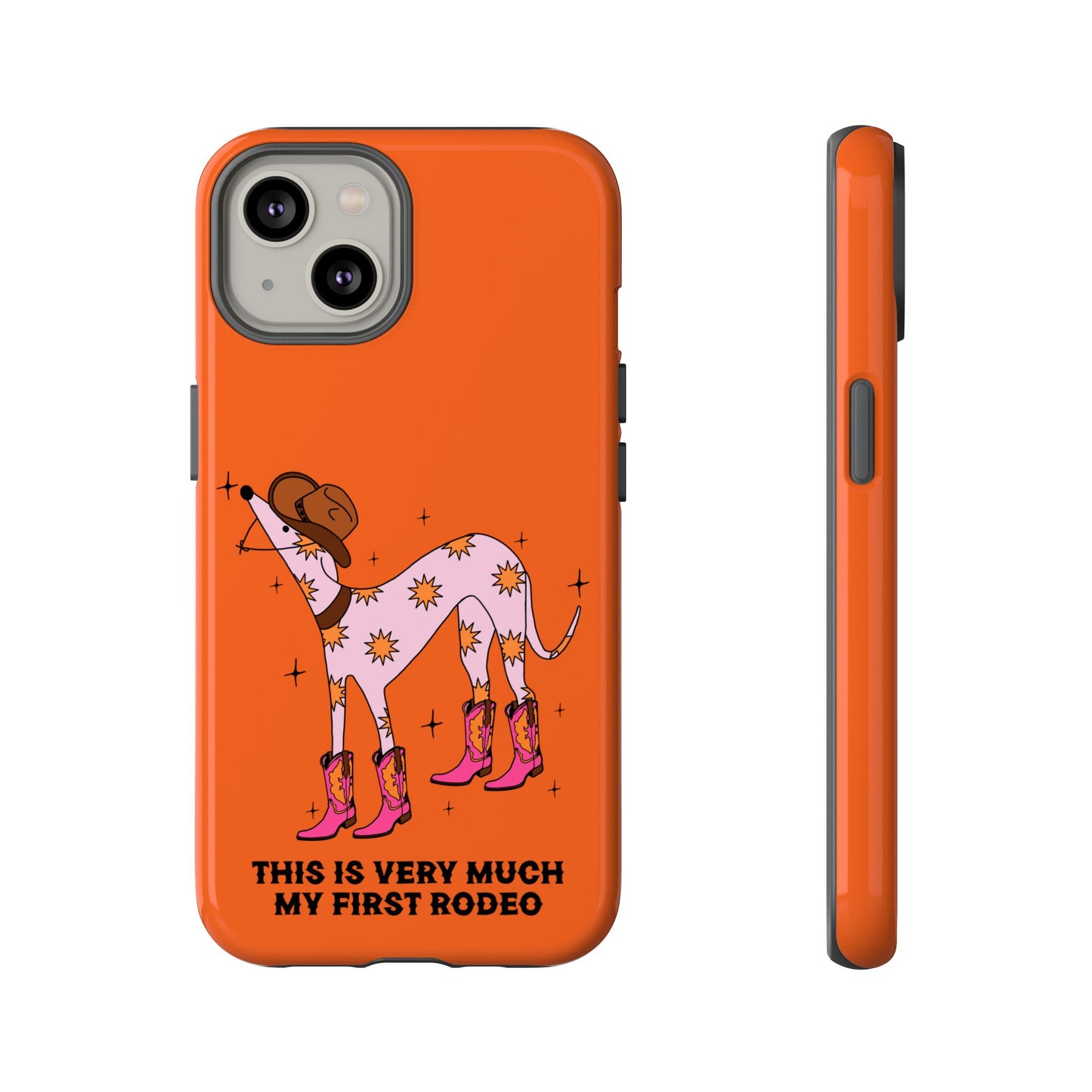 Rodeo Whippet Phone Case, Tough Cases for Pet Lovers, Cowgirl Accessories, Orange Dog Design, Cute Gift Idea