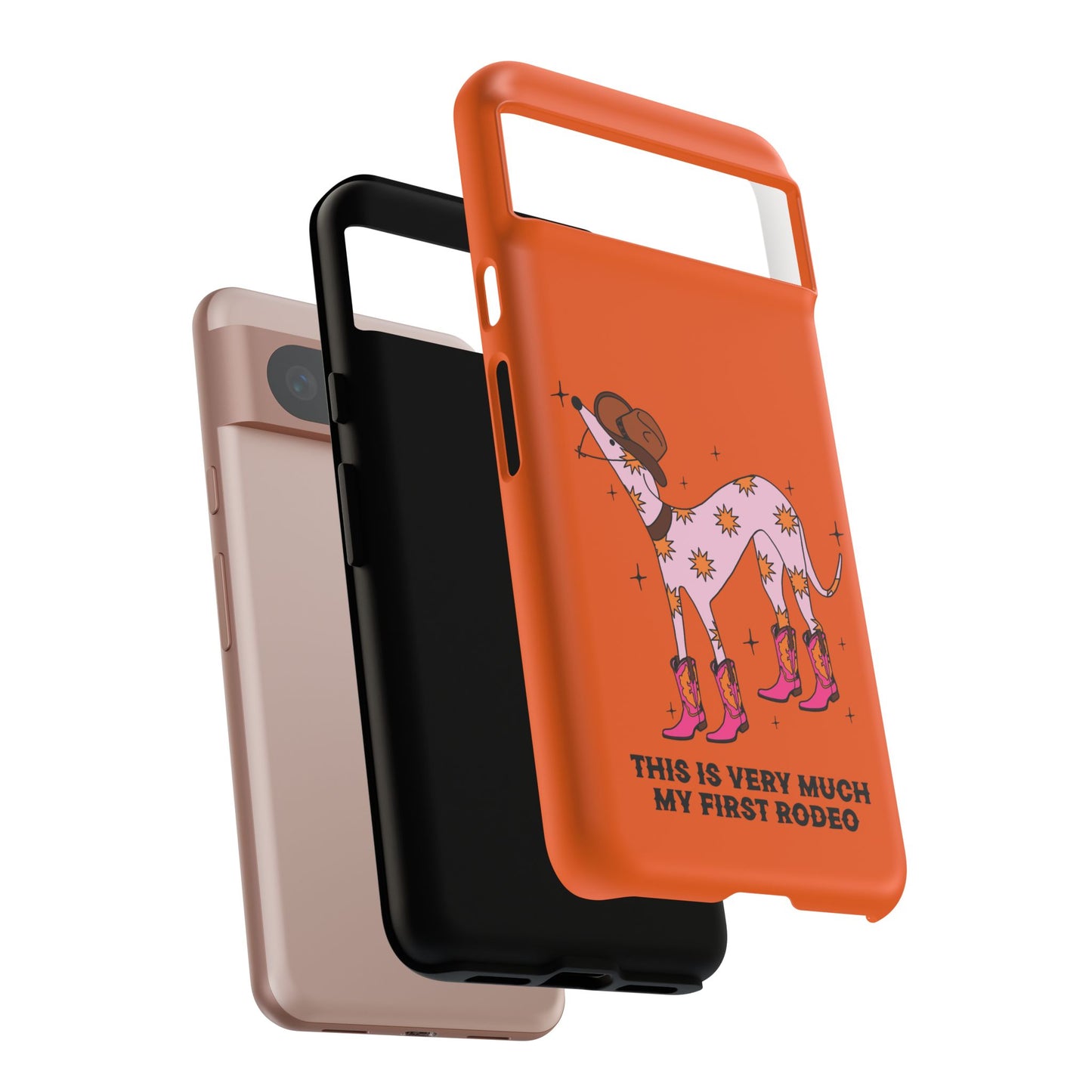 Rodeo Whippet Phone Case, Tough Cases for Pet Lovers, Cowgirl Accessories, Orange Dog Design, Cute Gift Idea