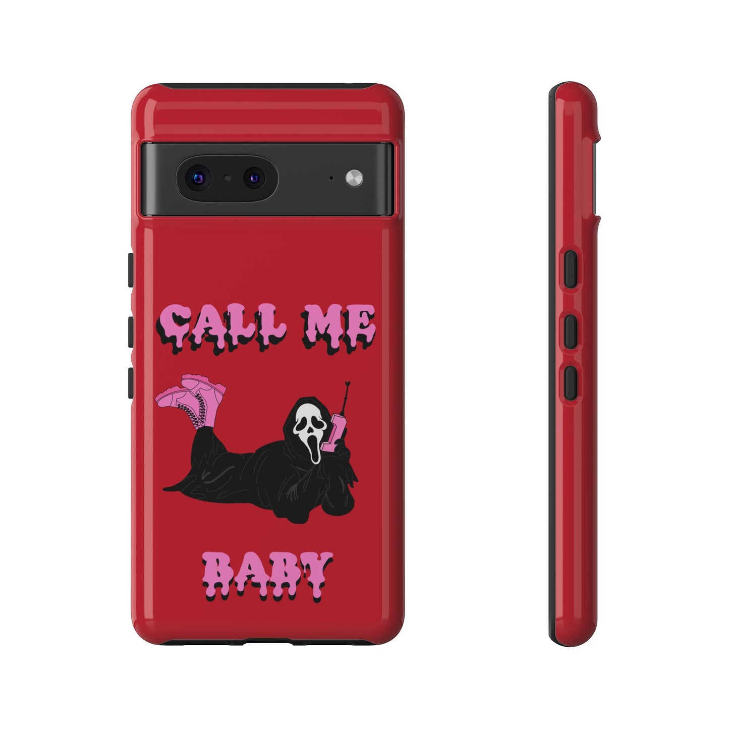 Red Horror Phone Case, Spooky Phone Cover, Call Me Baby Design, Halloween Accessories, Unique Gift for Horror Fans