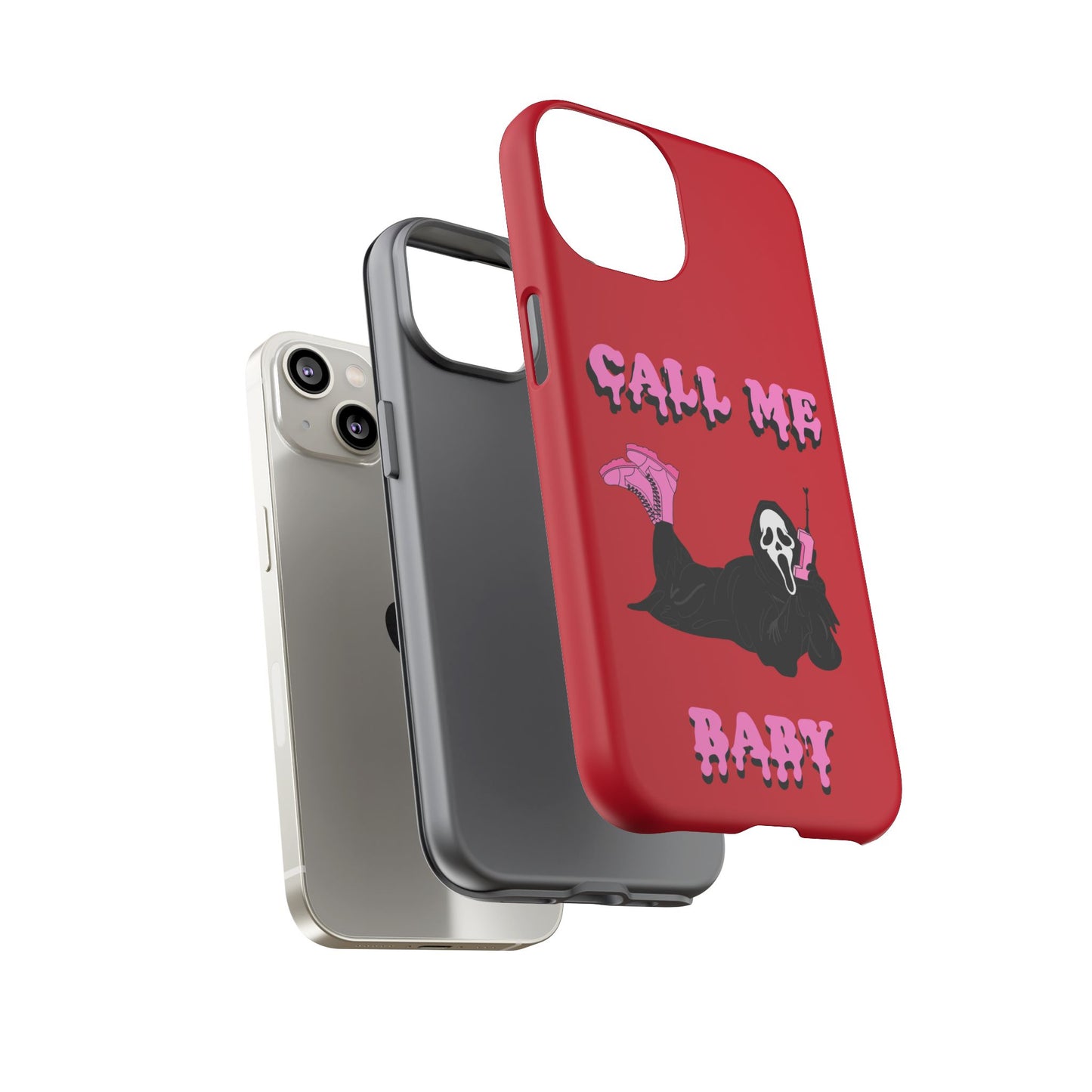 Red Horror Phone Case, Spooky Phone Cover, Call Me Baby Design, Halloween Accessories, Unique Gift for Horror Fans