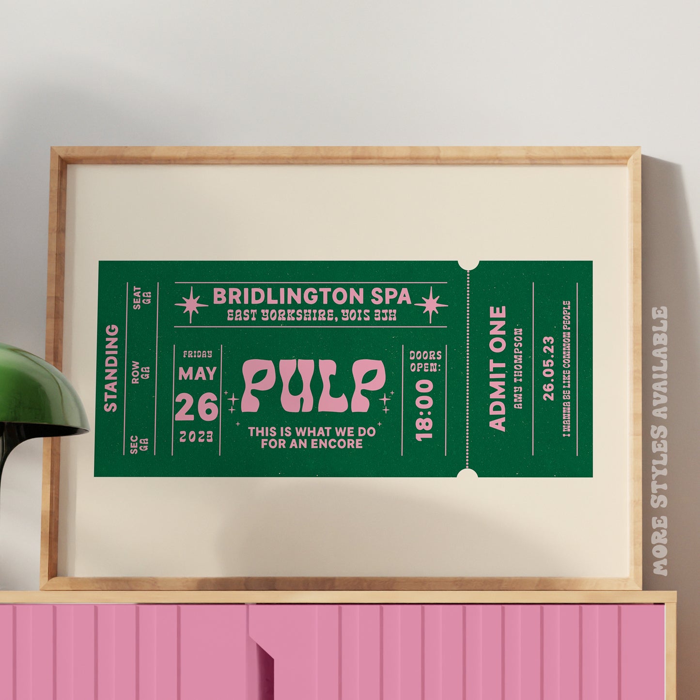Custom Retro Tour Ticket Personalised Print