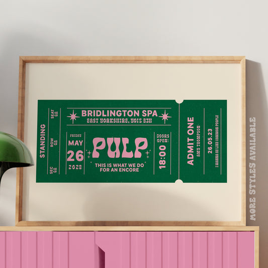 Custom Retro Tour Ticket Personalised Print