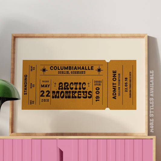 Custom Retro Tour Ticket Personalised Print