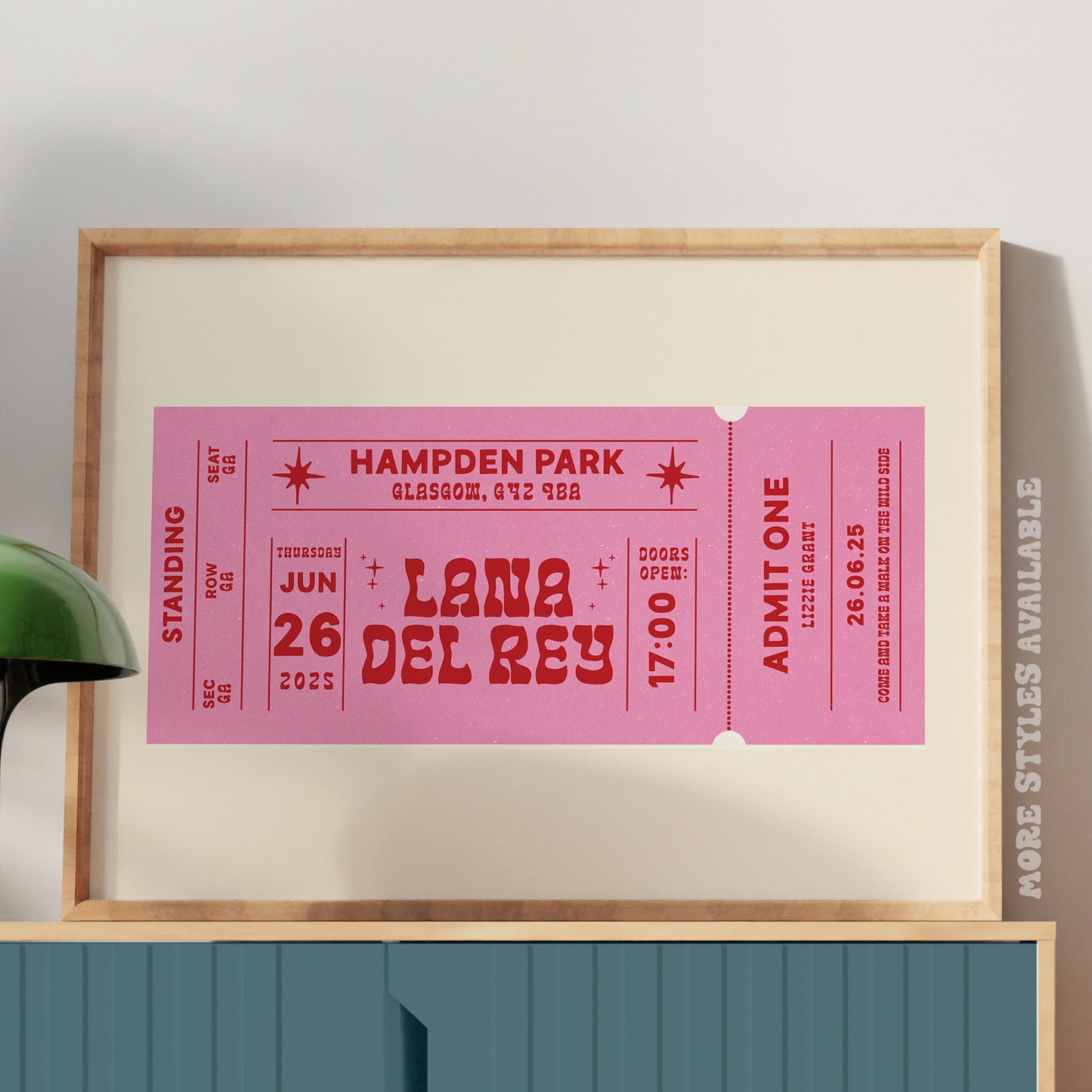 Custom Retro Tour Ticket Personalised Print