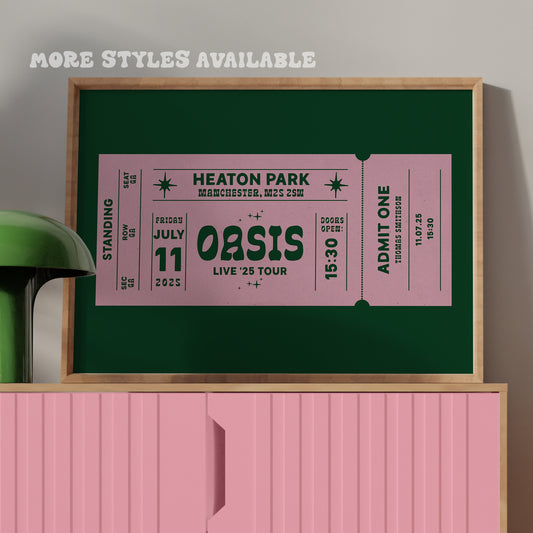 Oasis Live '25 Tour Ticket Personalised Print