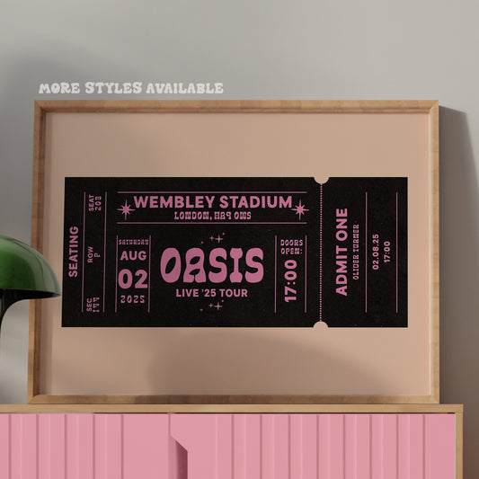 Oasis Live '25 Tour Ticket Personalised Print