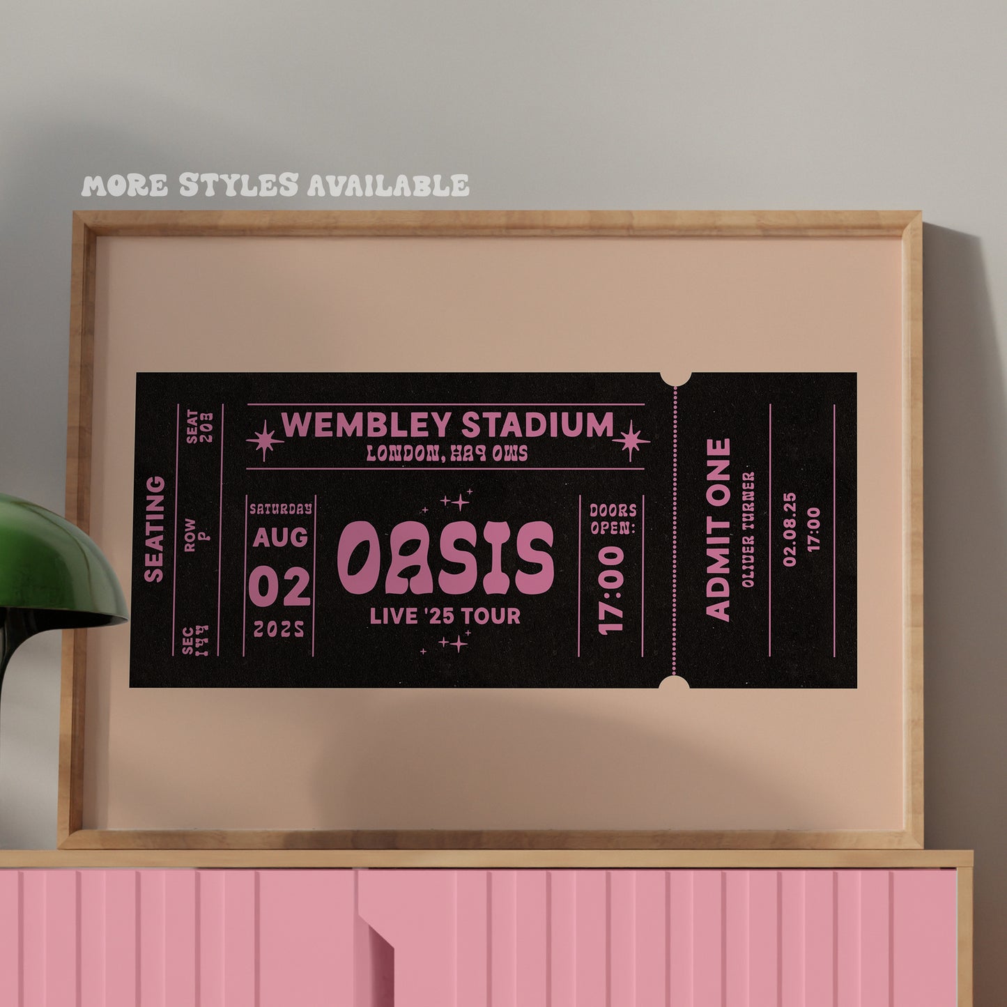 Custom Retro Tour Ticket Personalised Print