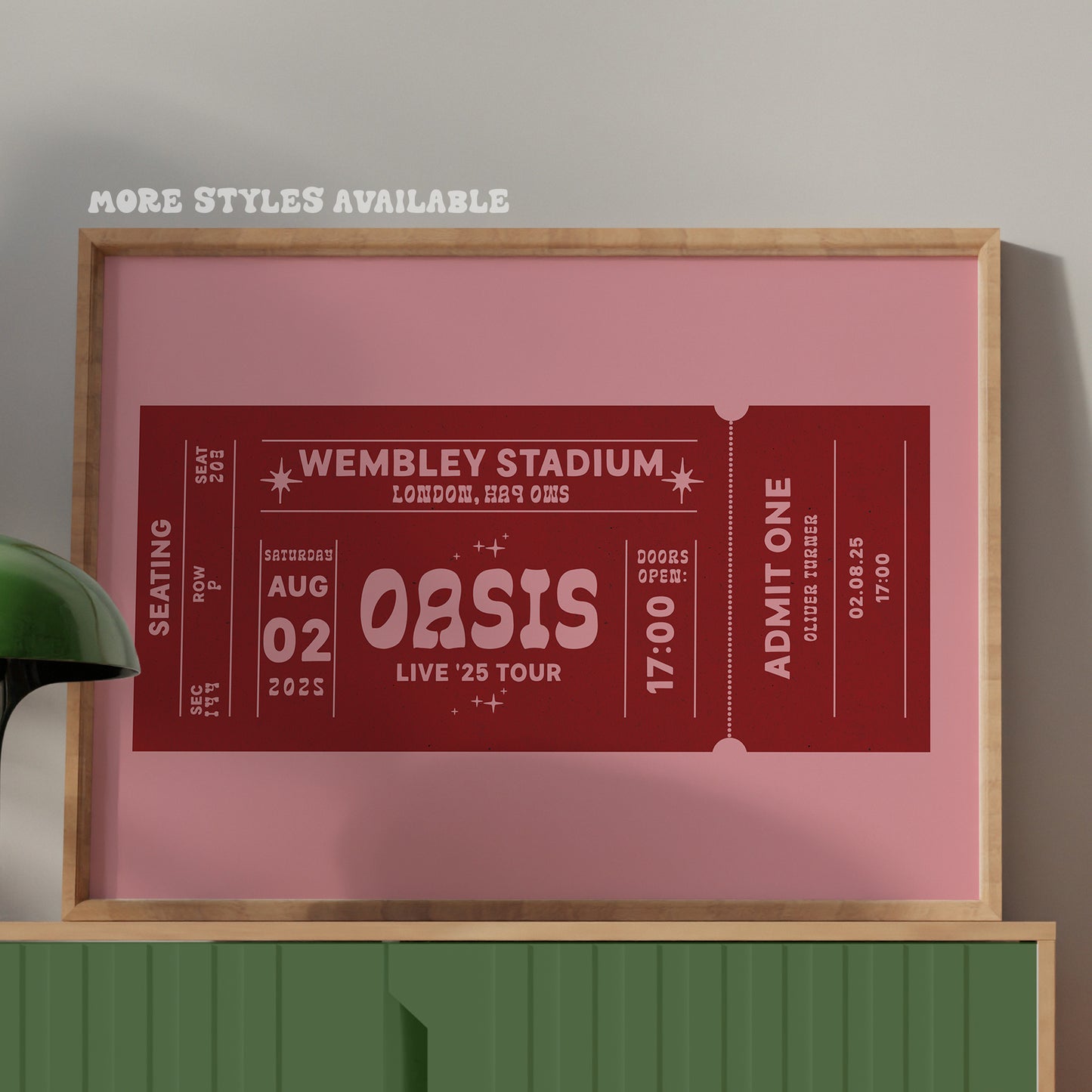 Oasis Live '25 Tour Ticket Personalised Print