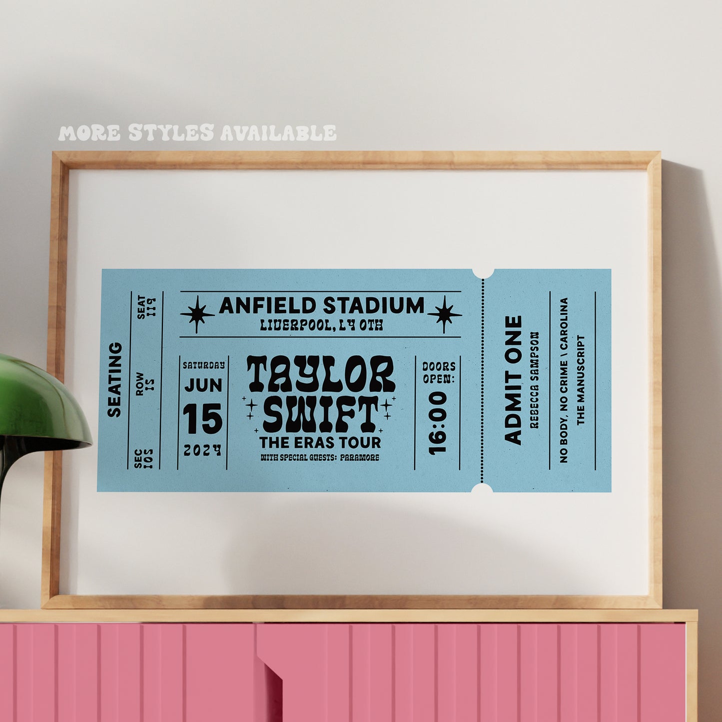 Eras Tour Ticket Personalised Print