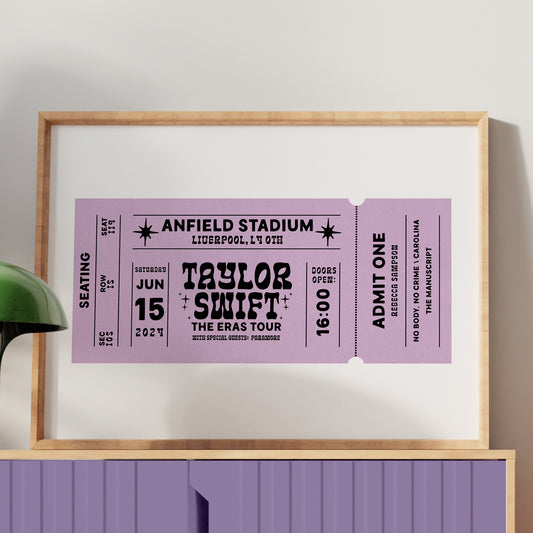 Eras Tour Ticket Personalised Print