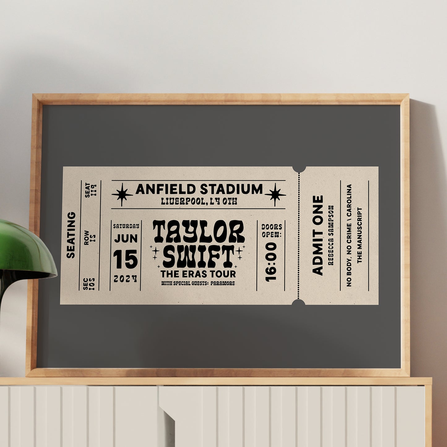 Eras Tour Ticket Personalised Print