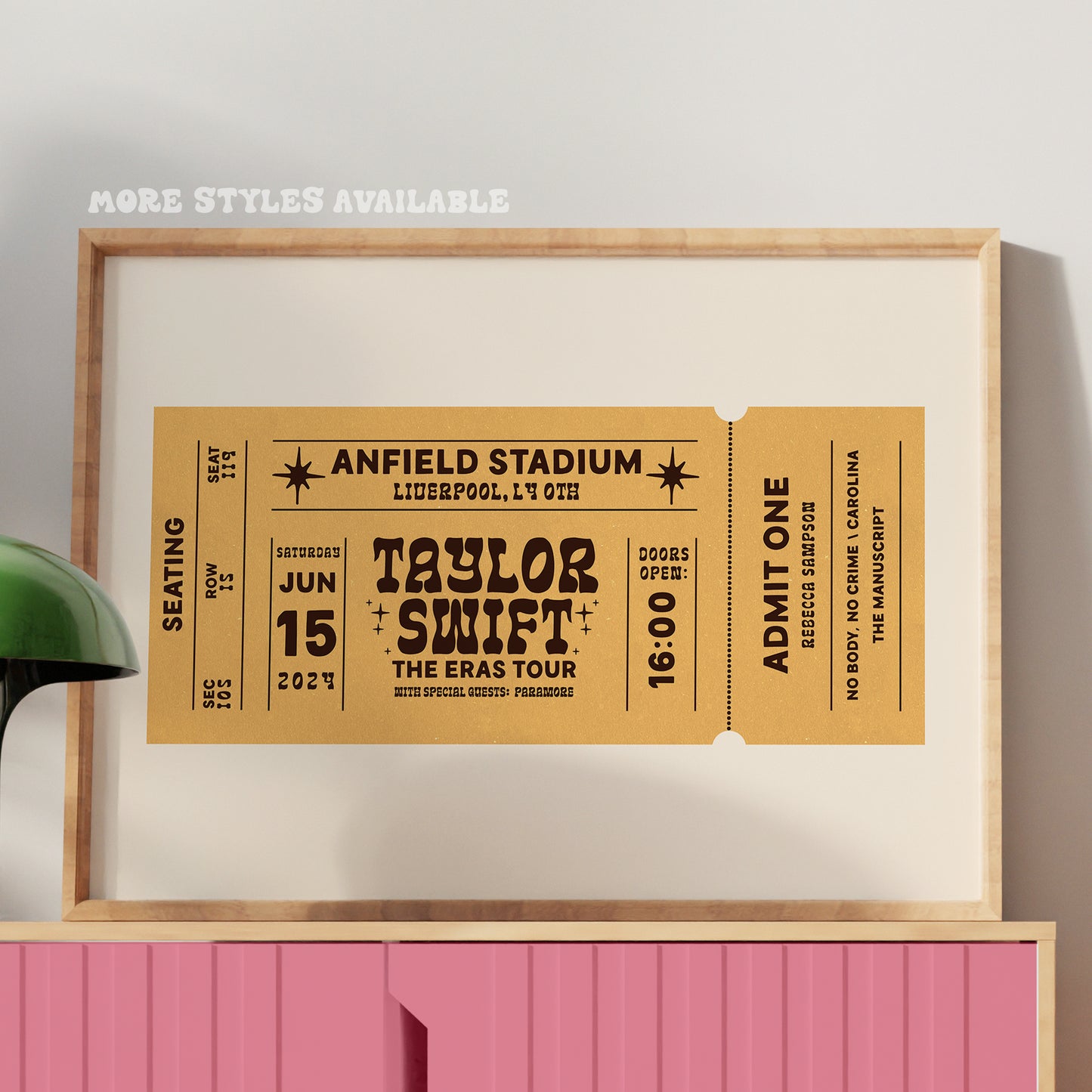 Eras Tour Ticket Personalised Print