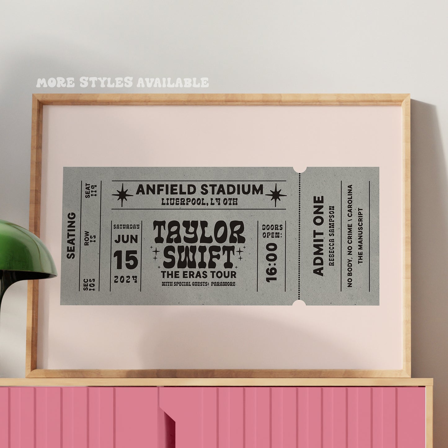 Eras Tour Ticket Personalised Print