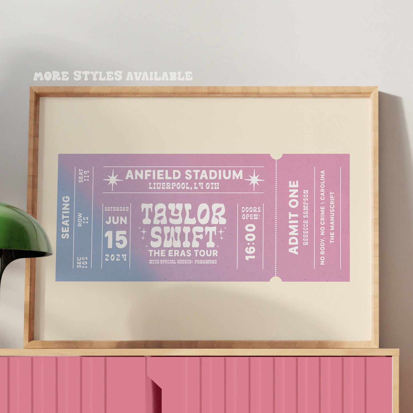 Eras Tour Ticket Personalised Print