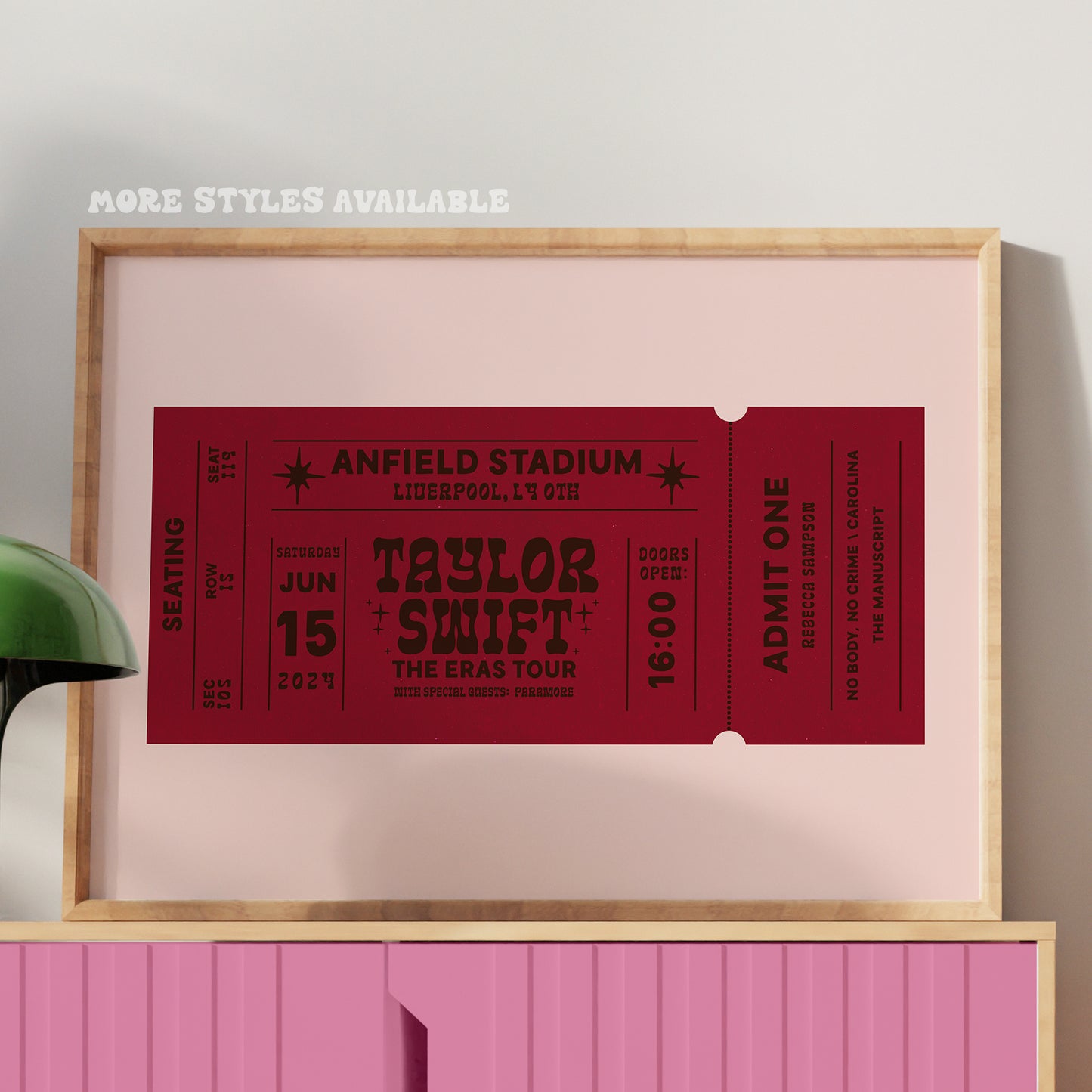 Eras Tour Ticket Personalised Print