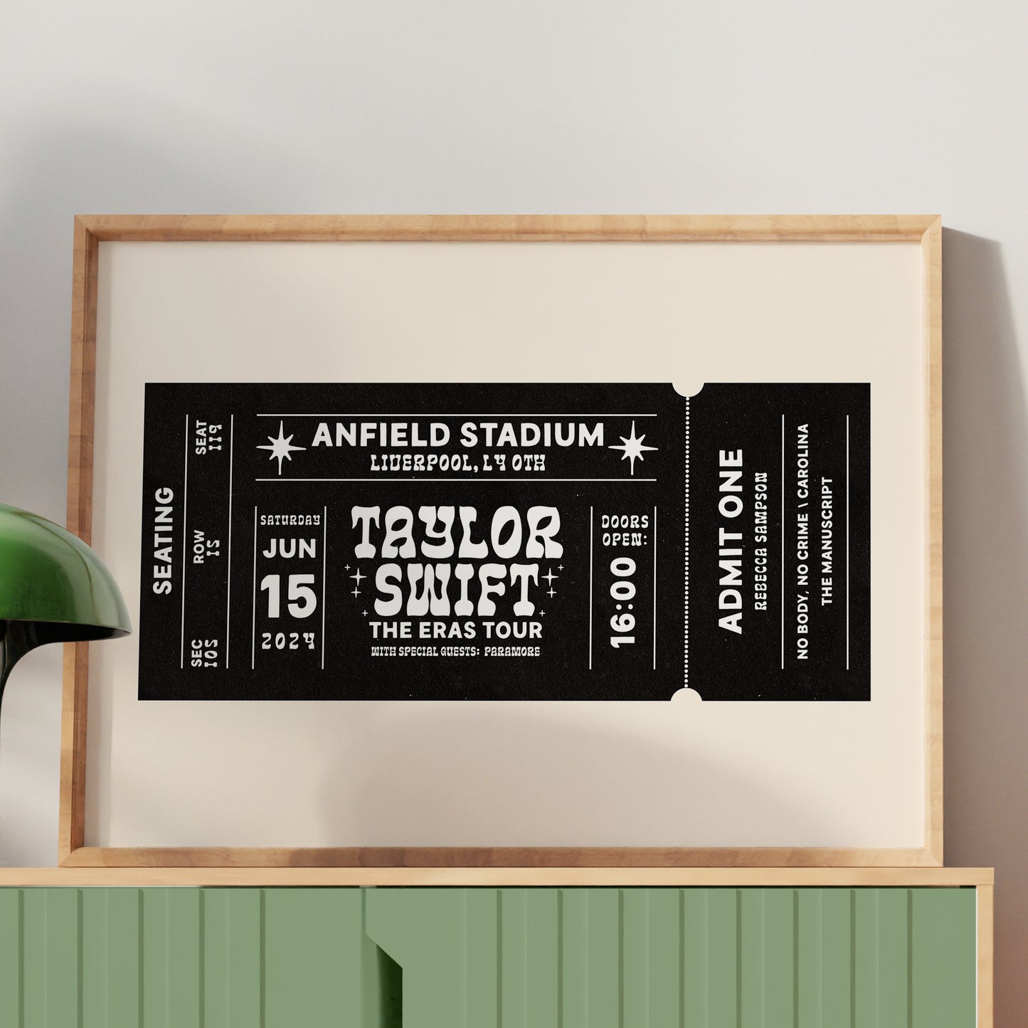 Eras Tour Ticket Personalised Print
