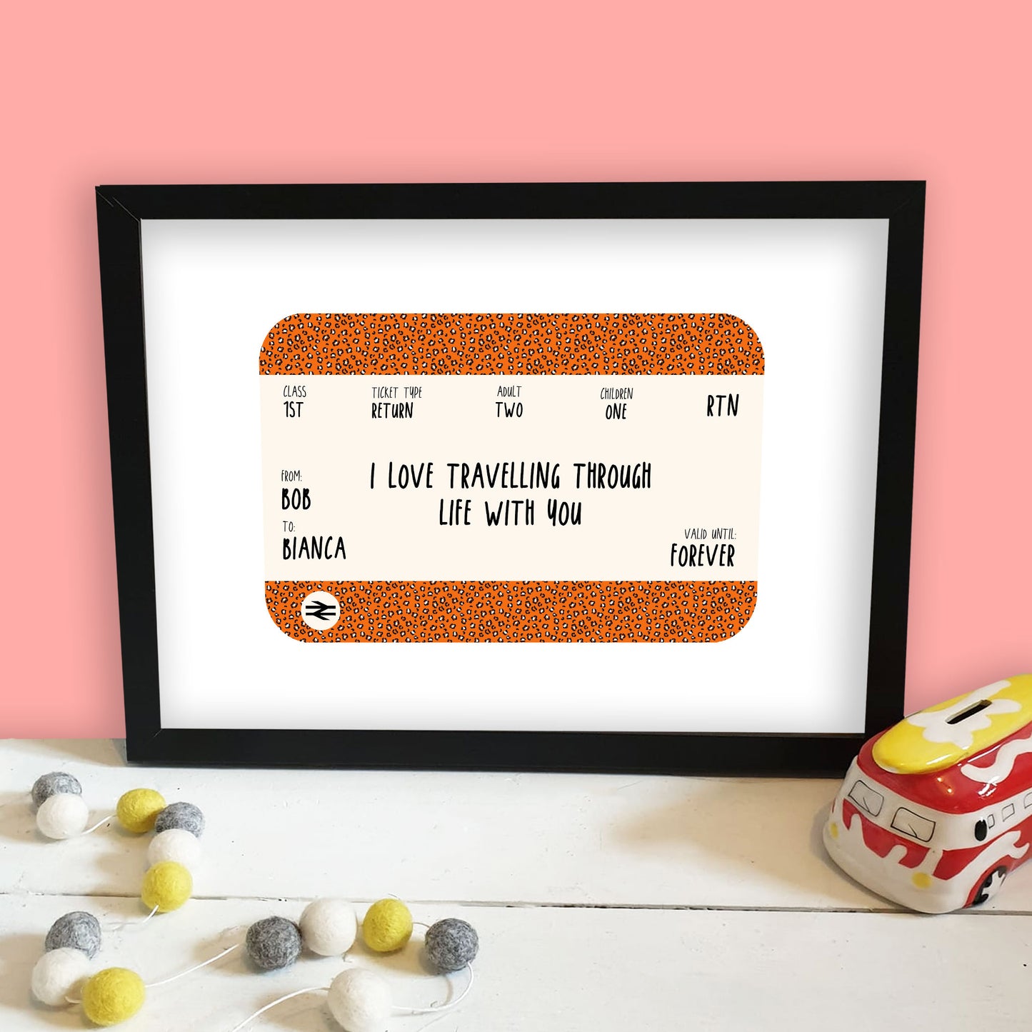Leopard Train Ticket Personalised Print