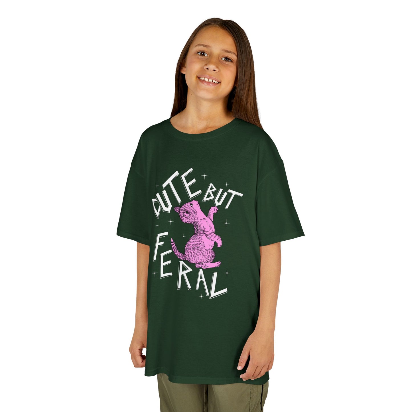 Cute But Feral Kids Tee, Playful Kids T-Shirt, Fun Youth Shirt, Unique Gift for Kids, Comfortable Everyday Wear