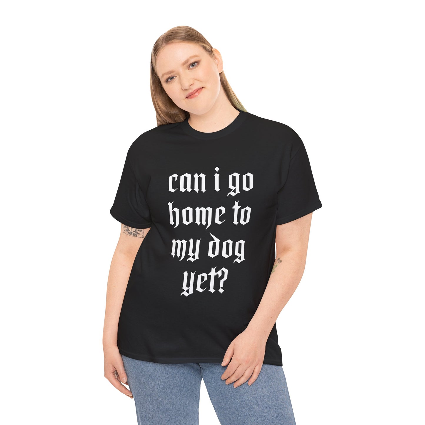 Can I Go Home To My Dog Yet - Graphic Cotton T-Shirt, Pet Owner Gift, Home Comfort Wear, Animal Lover Apparel, Gift for Dog Lovers
