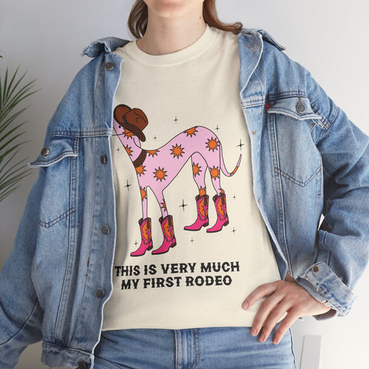 Cowgirl Rodeo Dog Tee, Fun Graphic Tee, Unisex Cotton Shirt, Gift for Dog Lovers, Country Style Apparel, Rodeo Theme Shirt