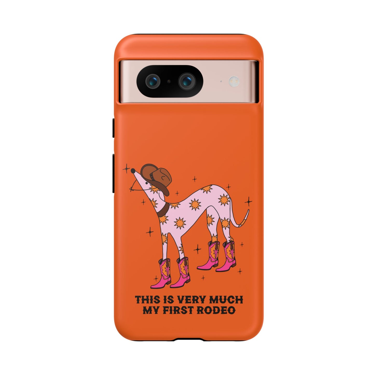 Rodeo Whippet Phone Case, Tough Cases for Pet Lovers, Cowgirl Accessories, Orange Dog Design, Cute Gift Idea