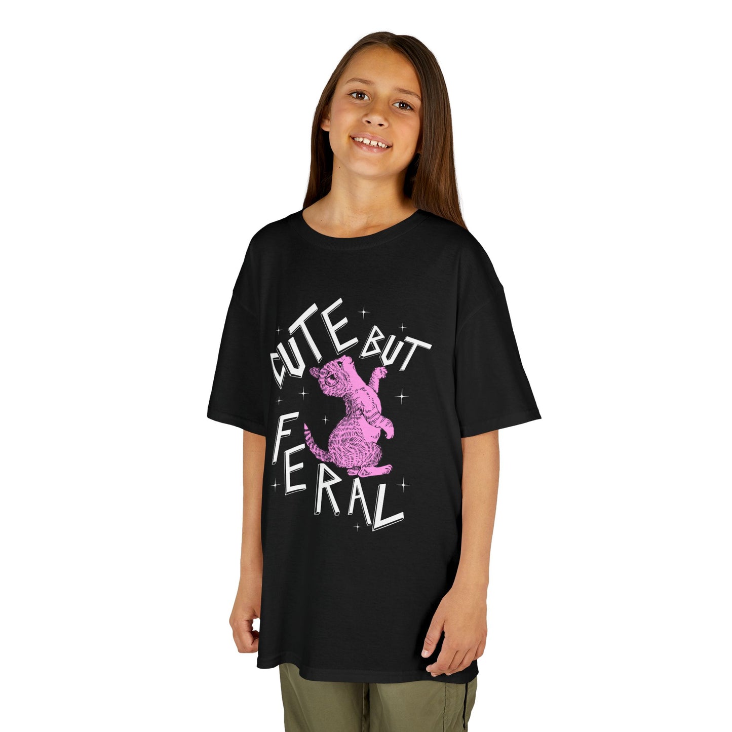 Cute But Feral Kids Tee, Playful Kids T-Shirt, Fun Youth Shirt, Unique Gift for Kids, Comfortable Everyday Wear