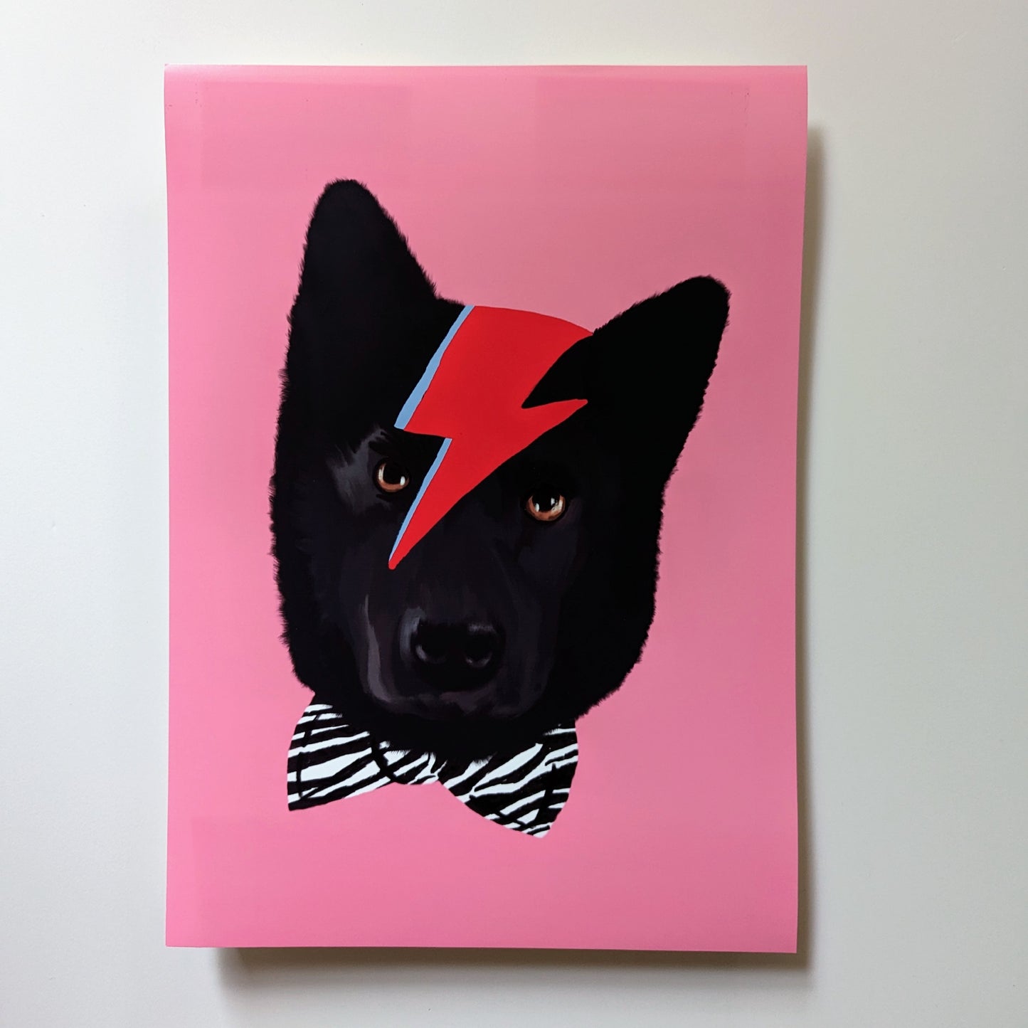 A4 Pink Ziggy Stardust Dog Print - The 'Wonky' Sale