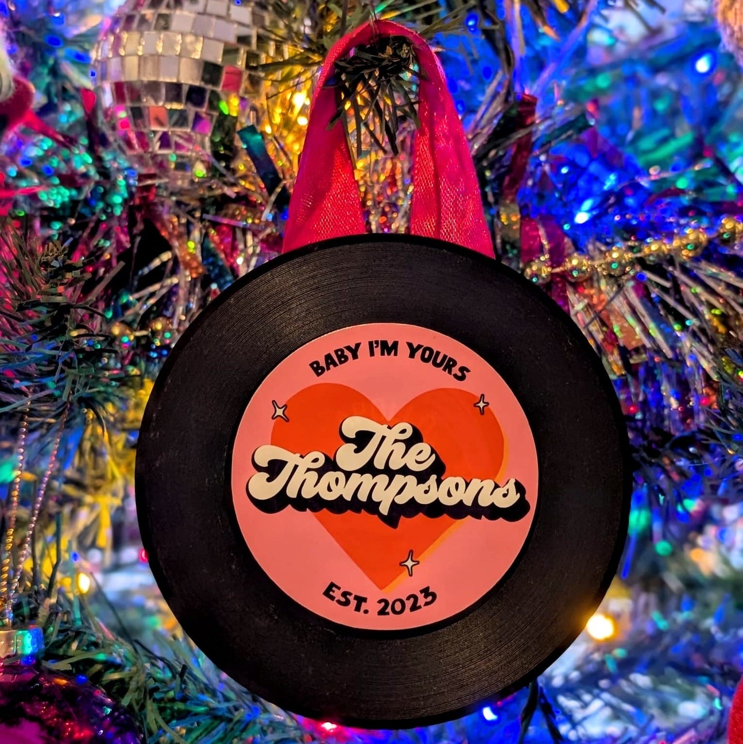 Personalised Mini Vinyl Record Tree Decoration