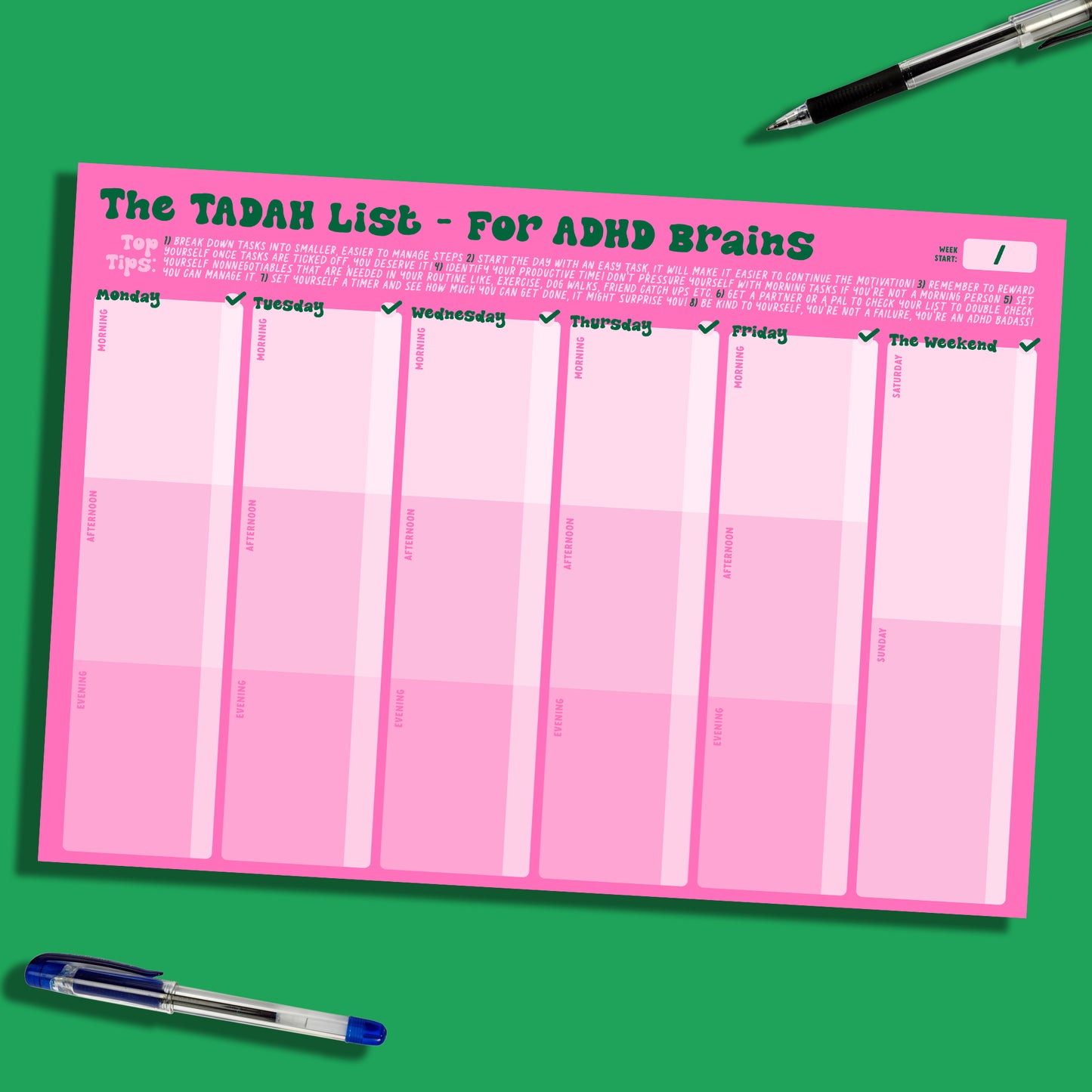 TADAH List Weekly Planner