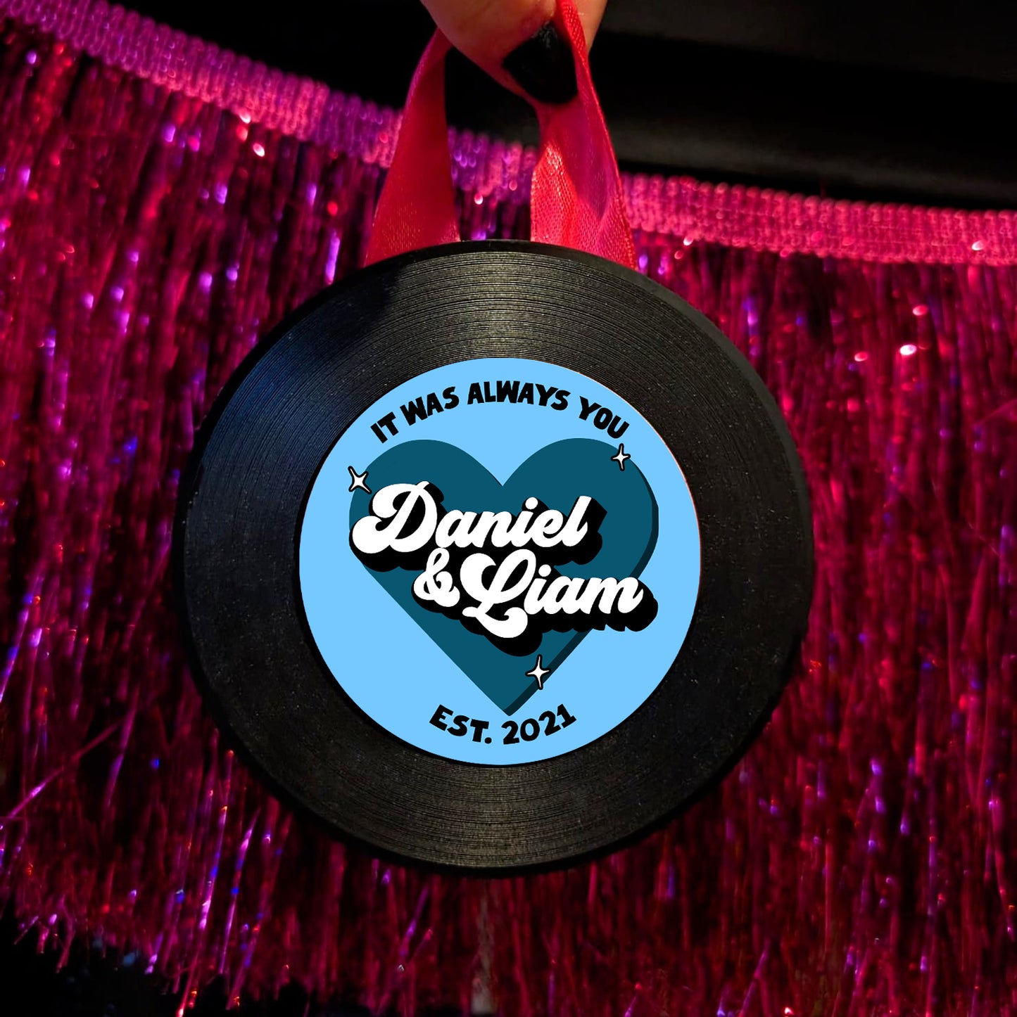 Personalised Mini Vinyl Record Tree Decoration